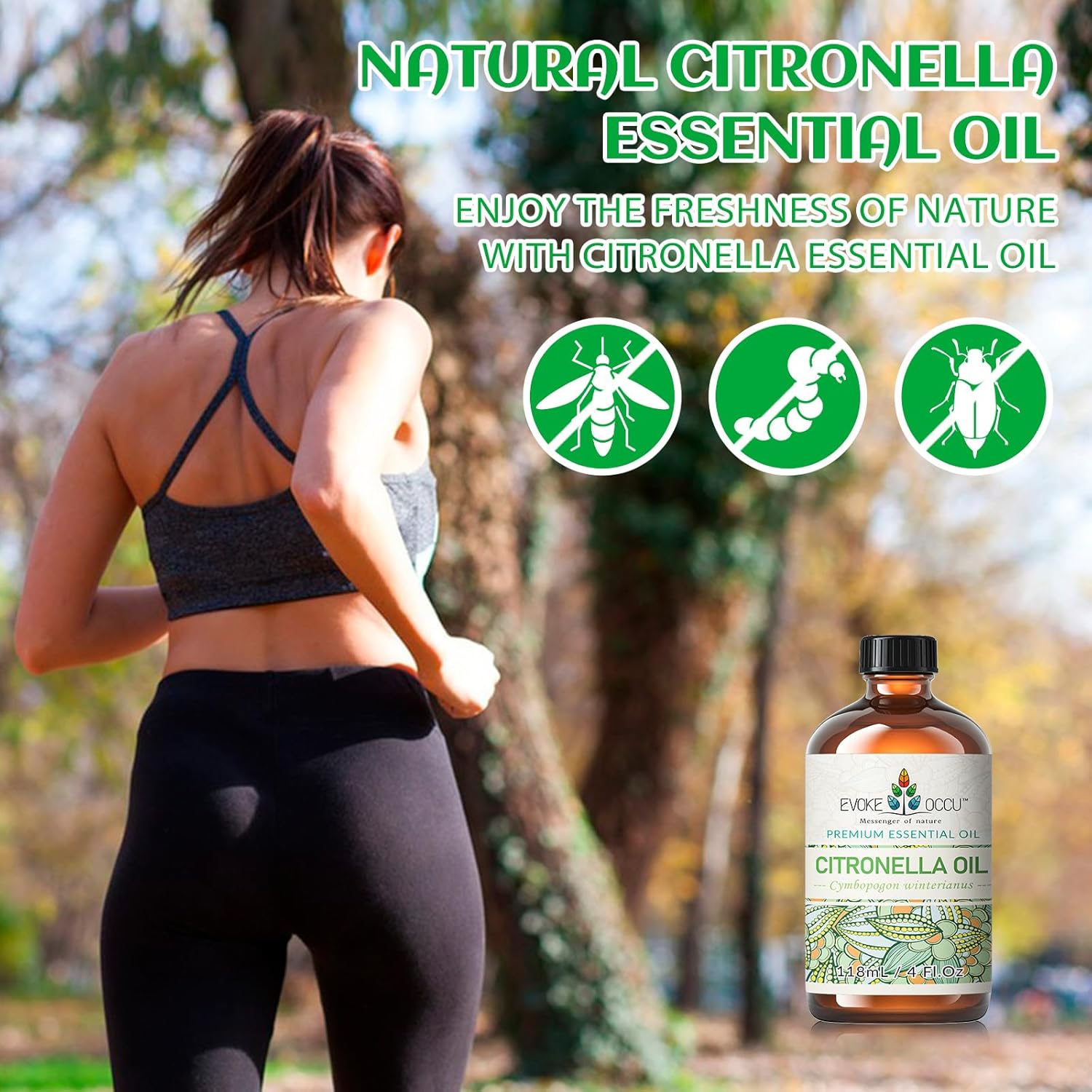 Detalle de EVOKE OCCU Citronella Oil (4 Fl Oz) – 100% Pure Essential Oil for Cleaning, Air Freshening, and Outdoor Use