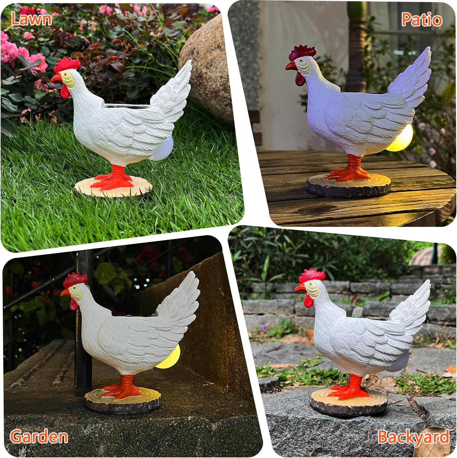 Thumbnail 4 de Solar Chicken Egg Lamp Garden Statue