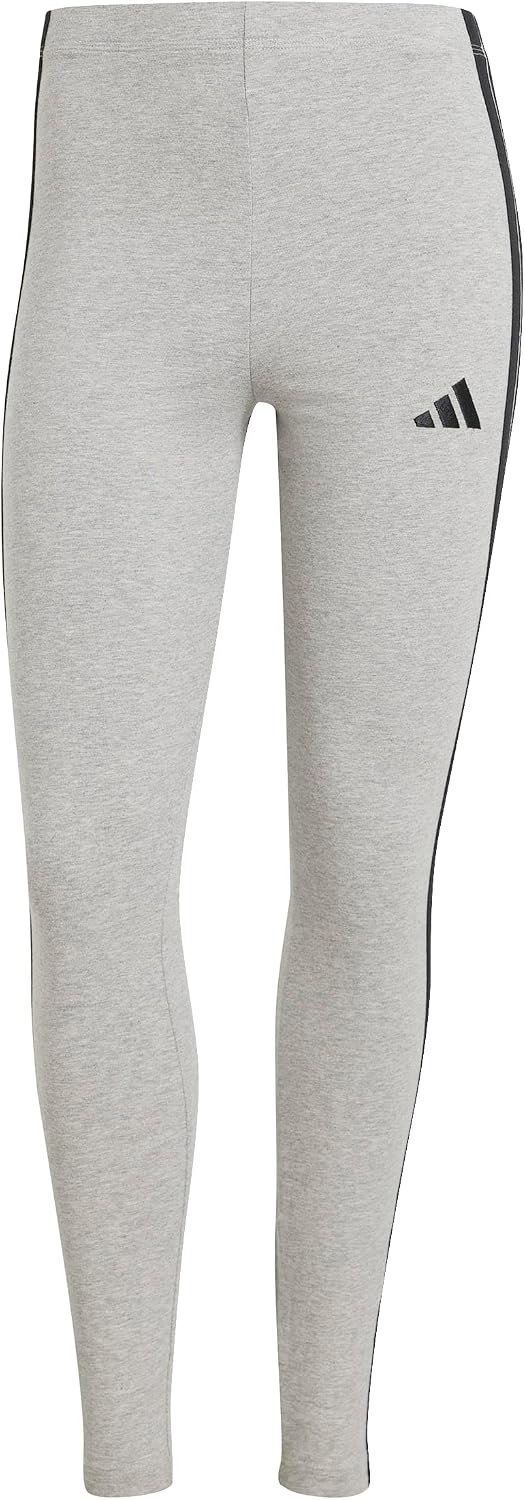 Detalle de adidas Donna Essentials 3-Stripes Cotton Leggings Tights - Grigio medio Heather/nero, M