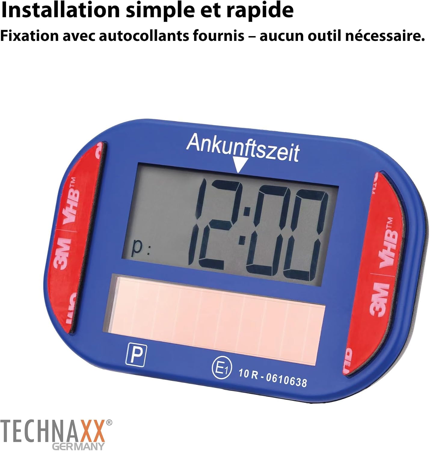 Detalle 2 de Technaxx TX-337 disque de stationnement électronique solaire avec double écran et horloge automatique