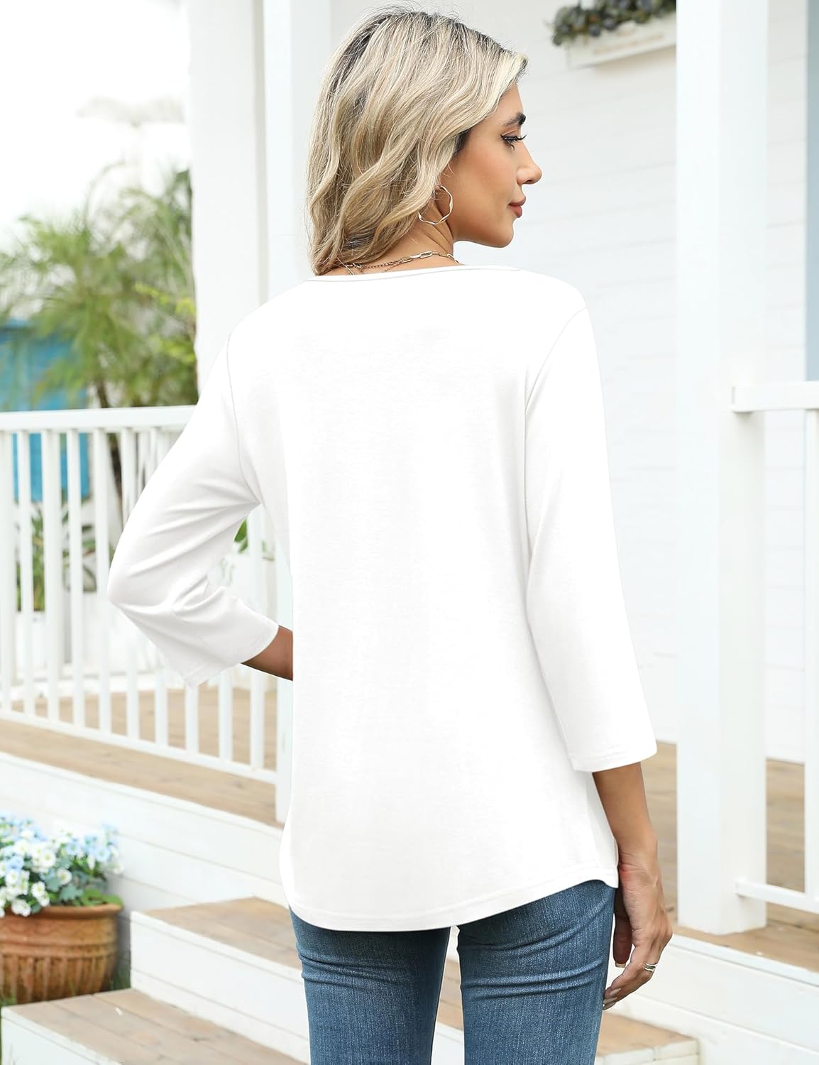 Thumbnail 2 de Kistore Bluse Damen 3/4 Arm mit asymmetrischem Ausschnitt – Tunika-Look für Sommer & Übergang (S–2XL)