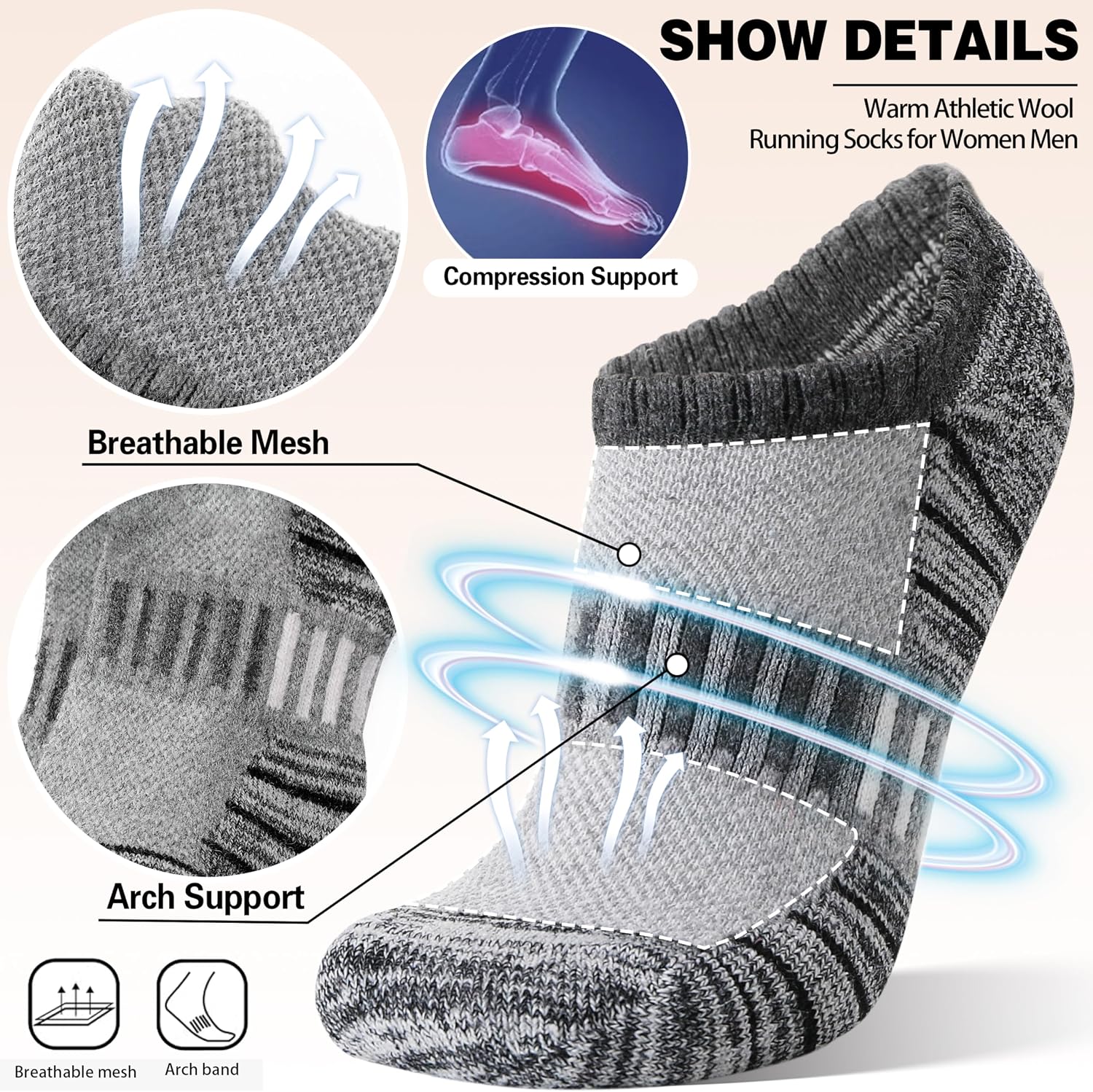 Thumbnail 1 de Merino Wool Ankle Running Socks