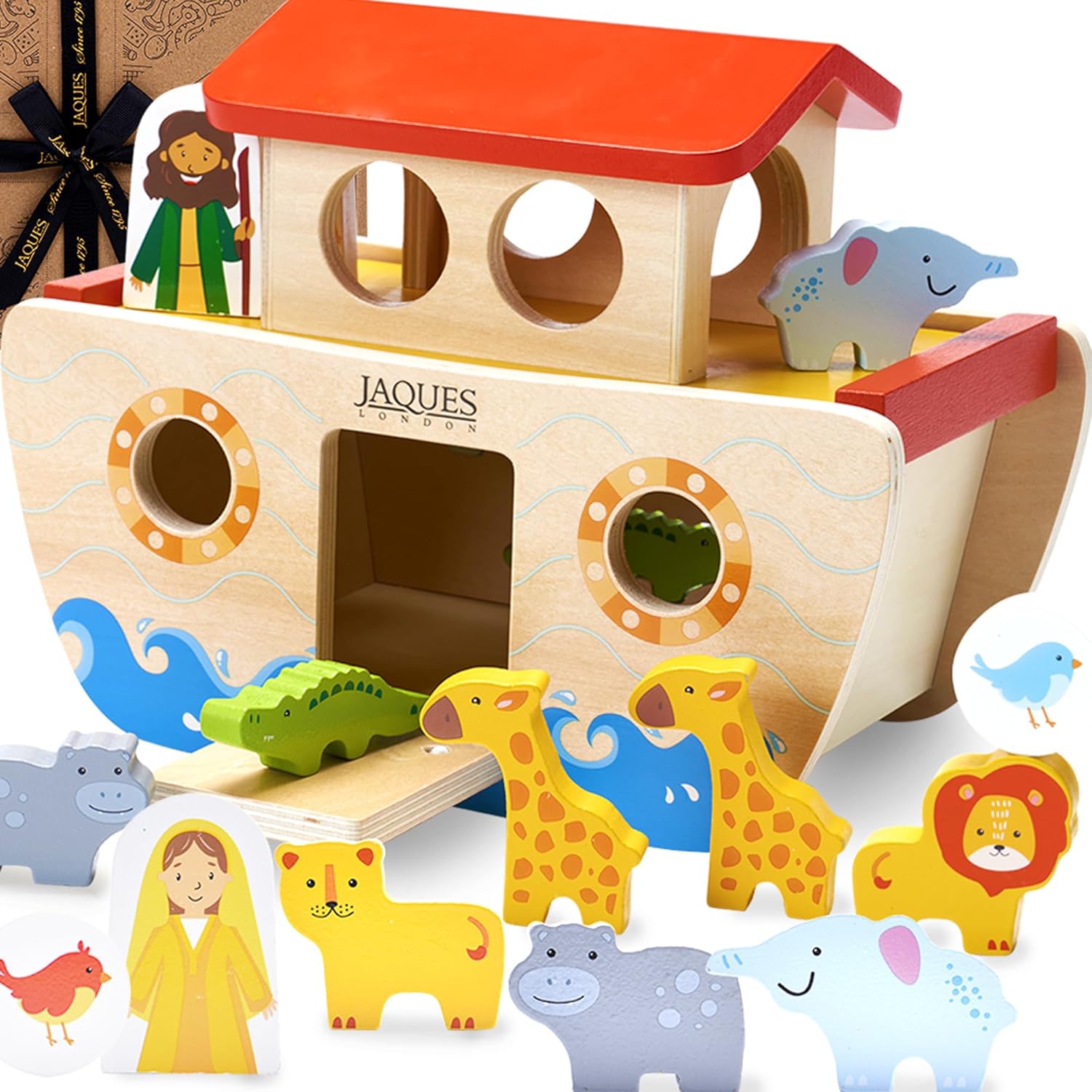 Detalle de Jaques of London Noahs Ark Shape Sorter 14 animals