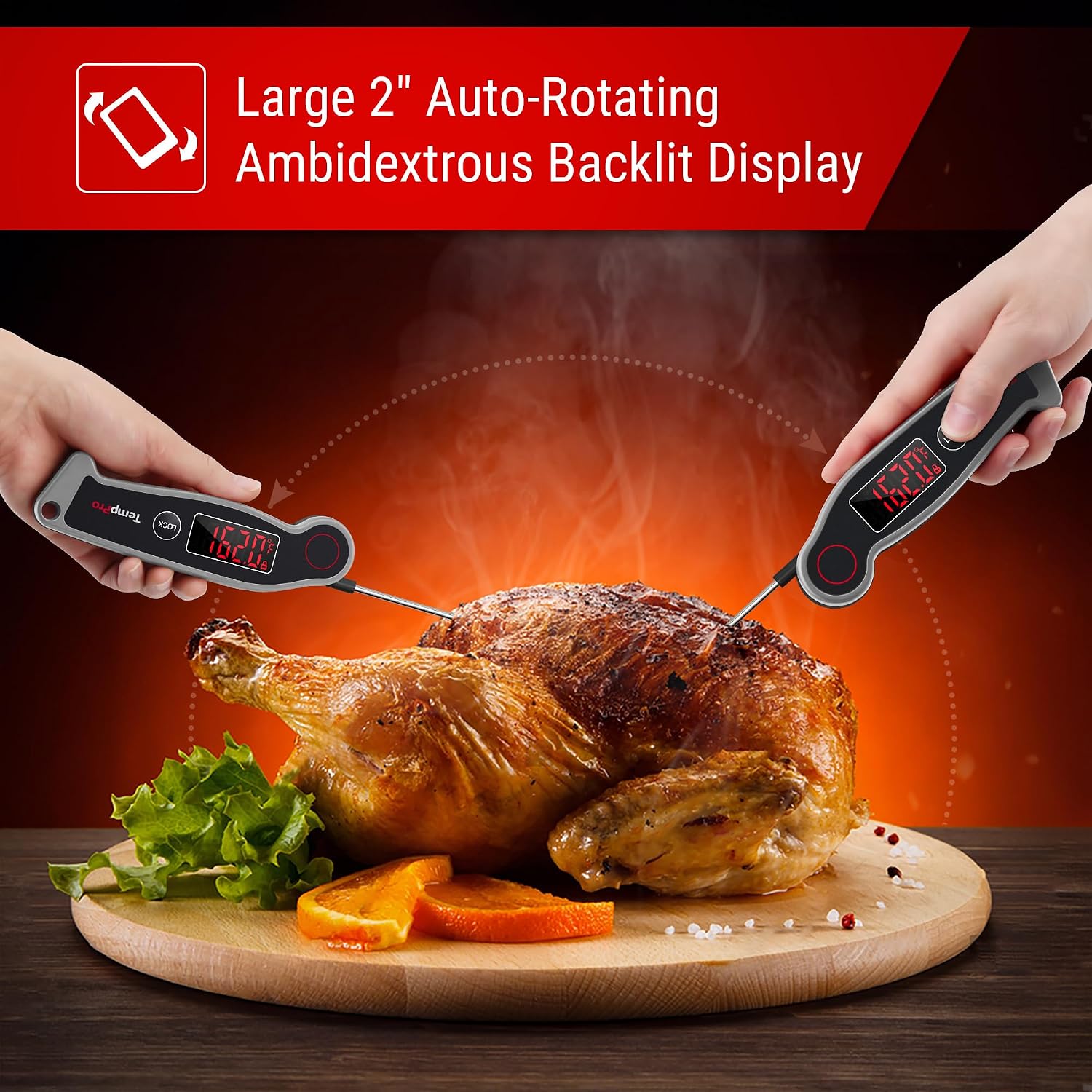 Thumbnail 3 de TempPro TempSwift ELITE TP-19 Waterproof Digital Meat Thermometer with Rotating Display