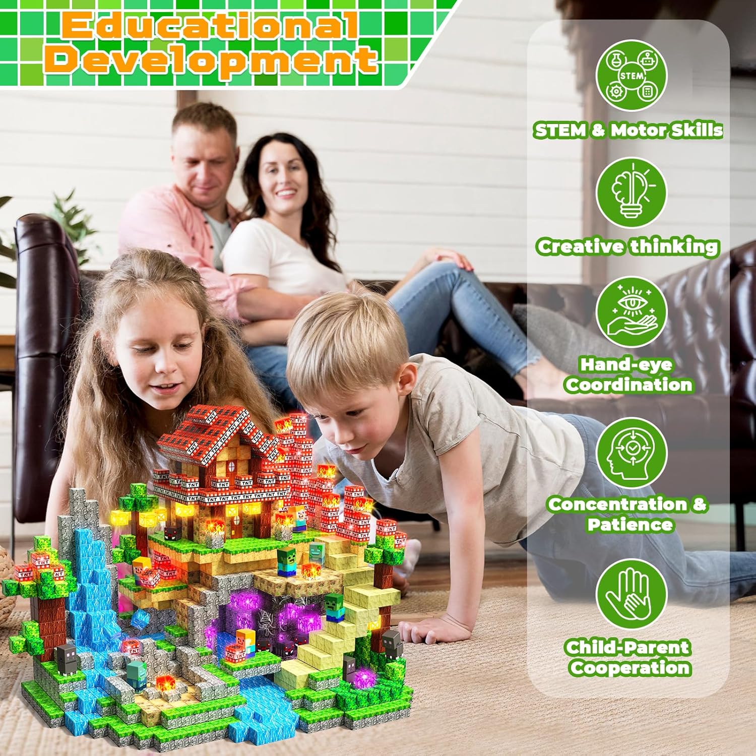 Thumbnail 5 de 400 PCS Magnetic Blocks with Light Up Blocks by GraceDuck – LED Magnetic Building Toys for STEM Play (Ages 3+)