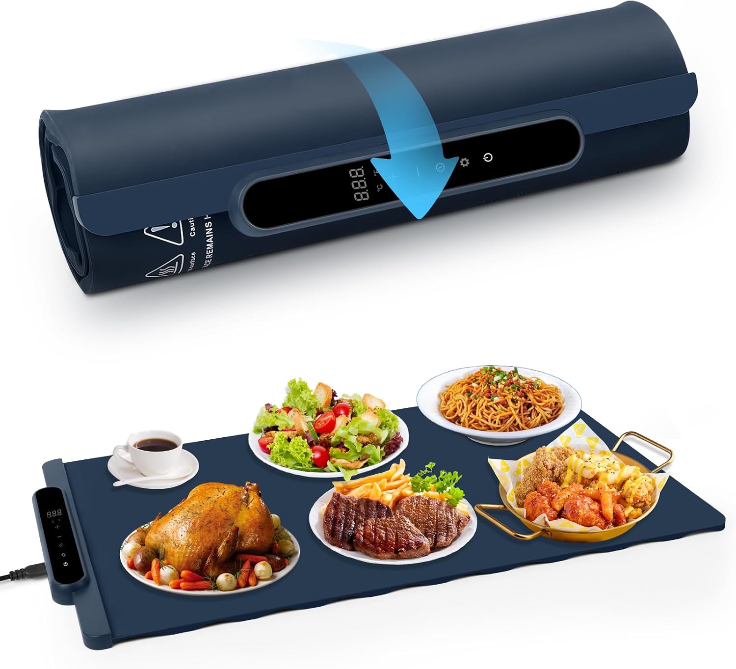 Detalle de Vicloon Silicone Food Warming Mat, Foldable with 11 Temperature Settings