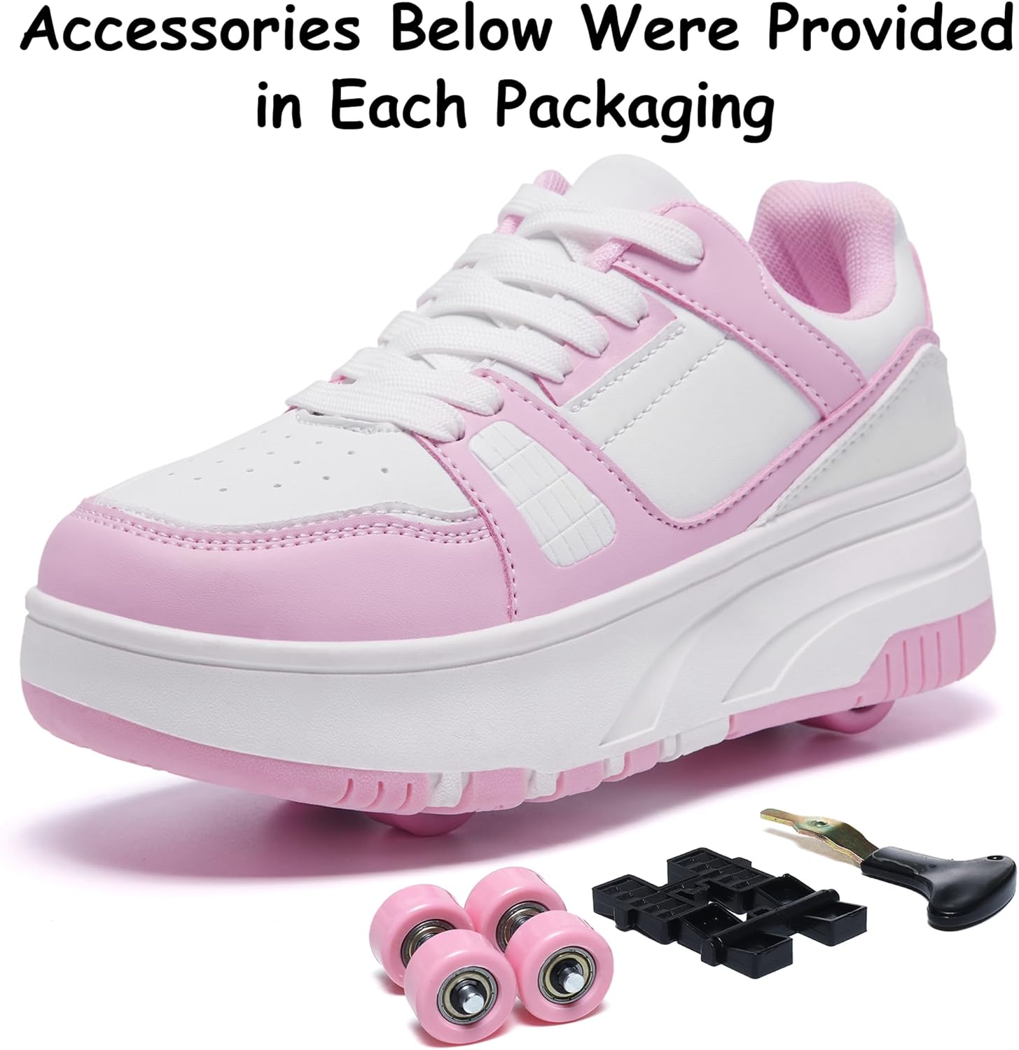 Detalle de ANEFUN Jungen & Mädchen Schuhe mit Rollen (4 Rollen, abnehmbar) – Skate-Rollschuhe für Kinder