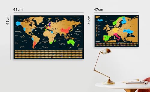 Thumbnail 4 de envami® Carte du Monde à Gratter – 68 x 43 cm 🌍