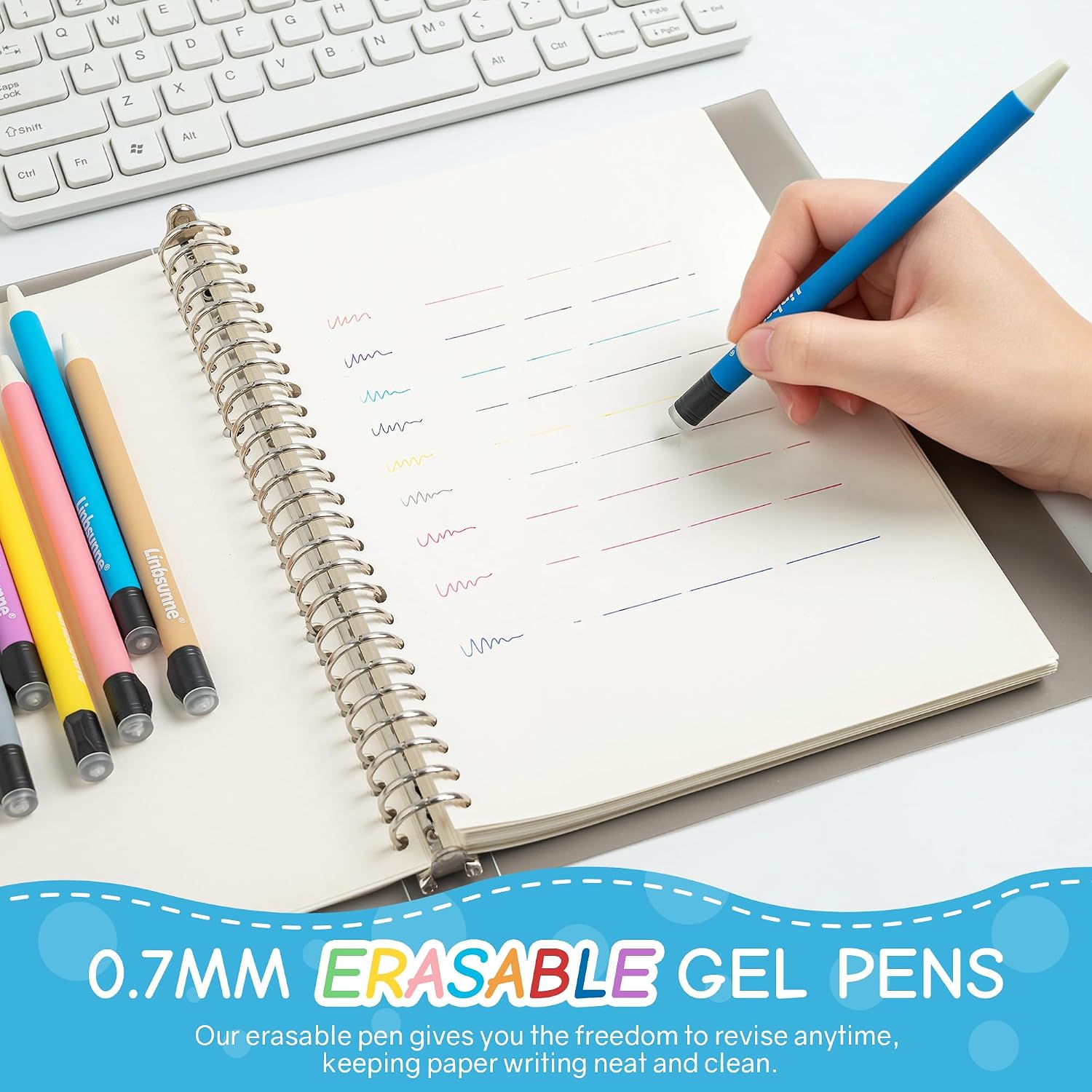 Detalle 2 de Linbsunne Erasable Gel Pens, 0.7 mm