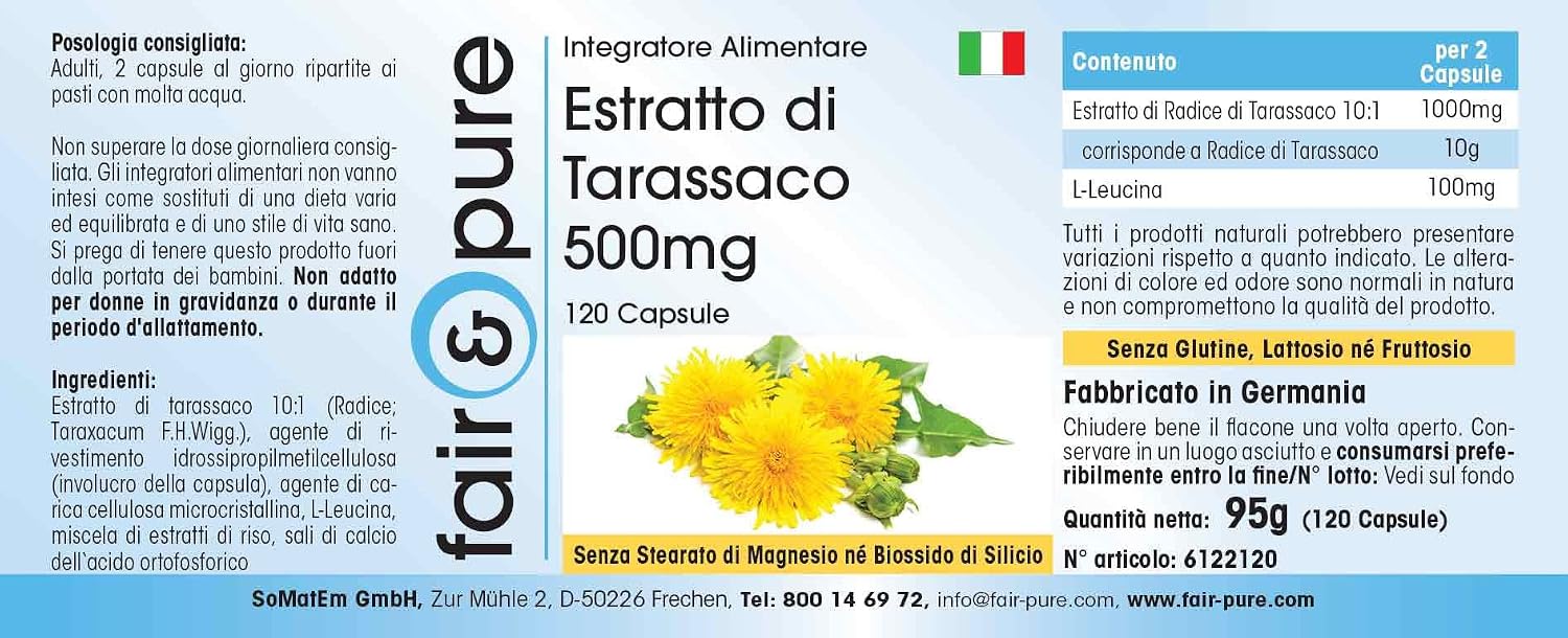 Detalle 2 de Fair & Pure Löwenzahn Extrakt 500mg – 120 Kapseln, hochdosiert 10:1, vegan, made in Deutschland