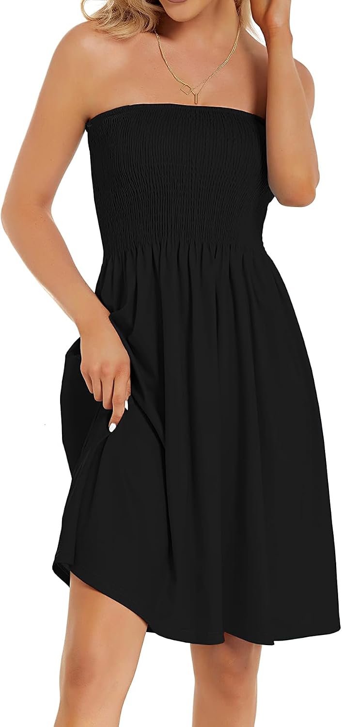 Detalle de CHICALLURE Strapless Midi Dress for Women, Floral or Solid