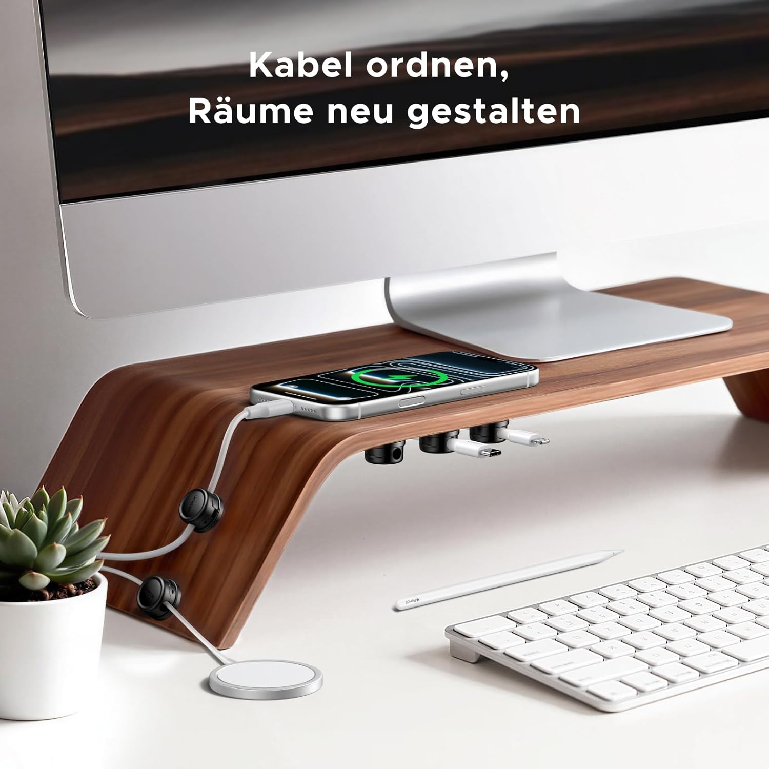 Thumbnail 3 de UGREEN 6er Set magnetische Kabelhalter (360° drehbar) mit Selbstklebung – Kabelclips für Kabel bis 7,5 mm