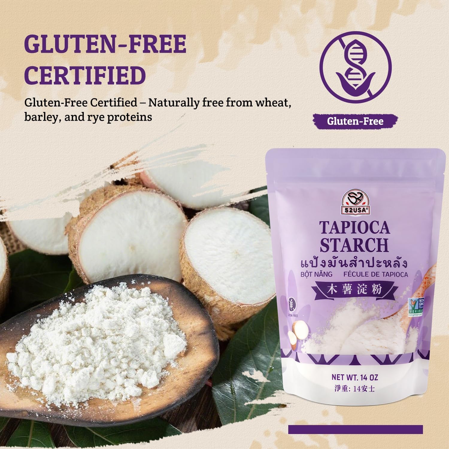 Detalle 2 de 52USA Tapioca Starch, 14 oz (397 g), Gluten-Free Thickener