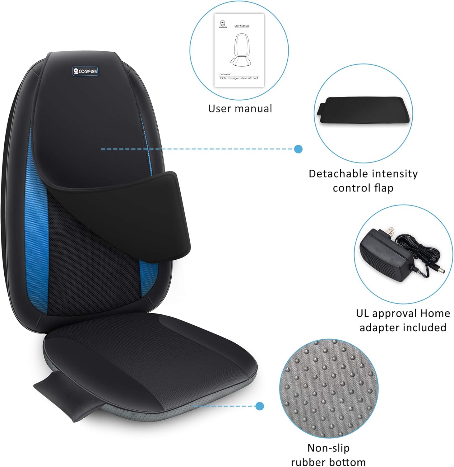 Detalle 2 de COMFIER Shiatsu Back Massager with Heat 1️⃣