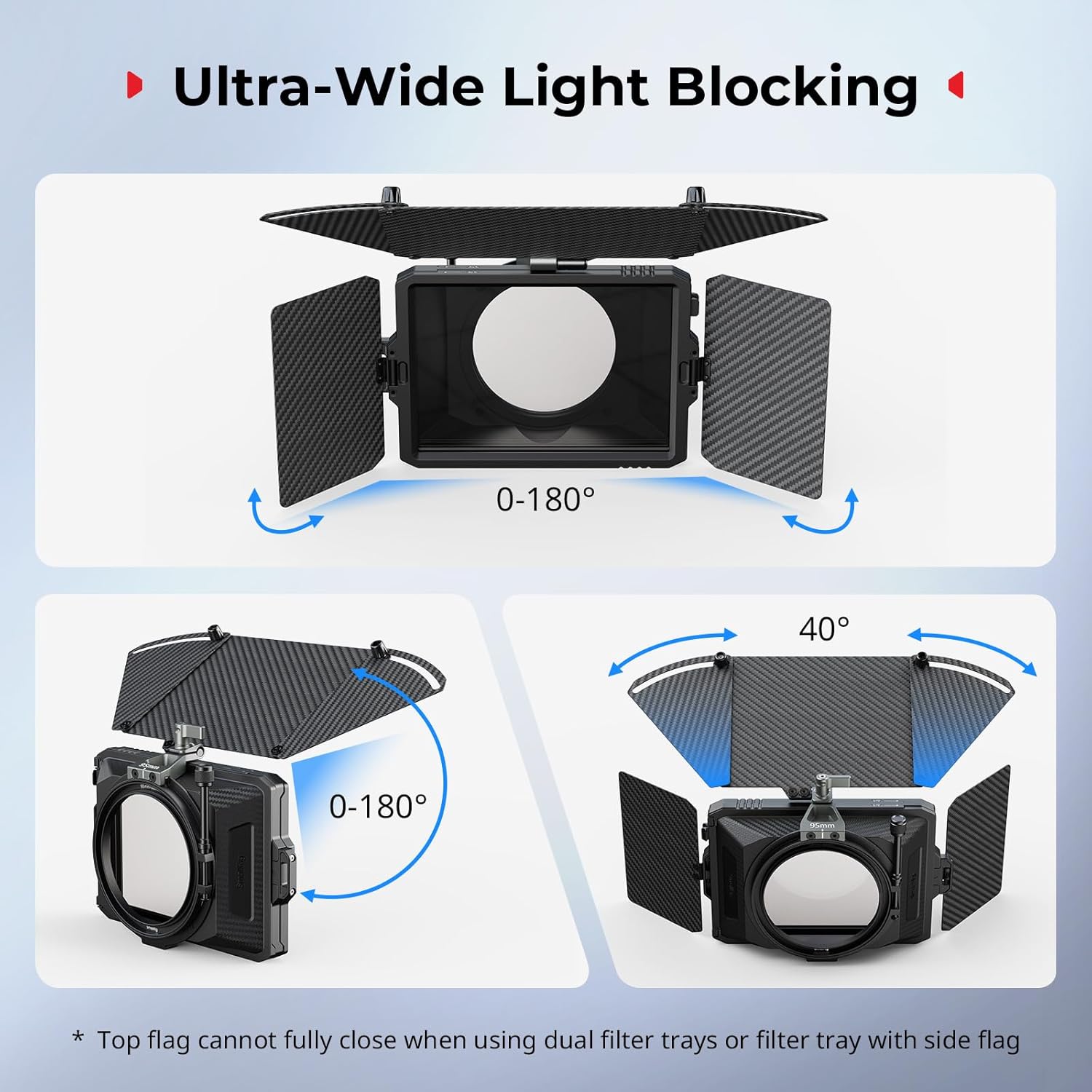 Thumbnail 3 de SMALLRIG Mini Matte Box Pro Flag Kit – 4 x 5,65 avec cadre filtre et bague Φ67/72/77/82-95 mm