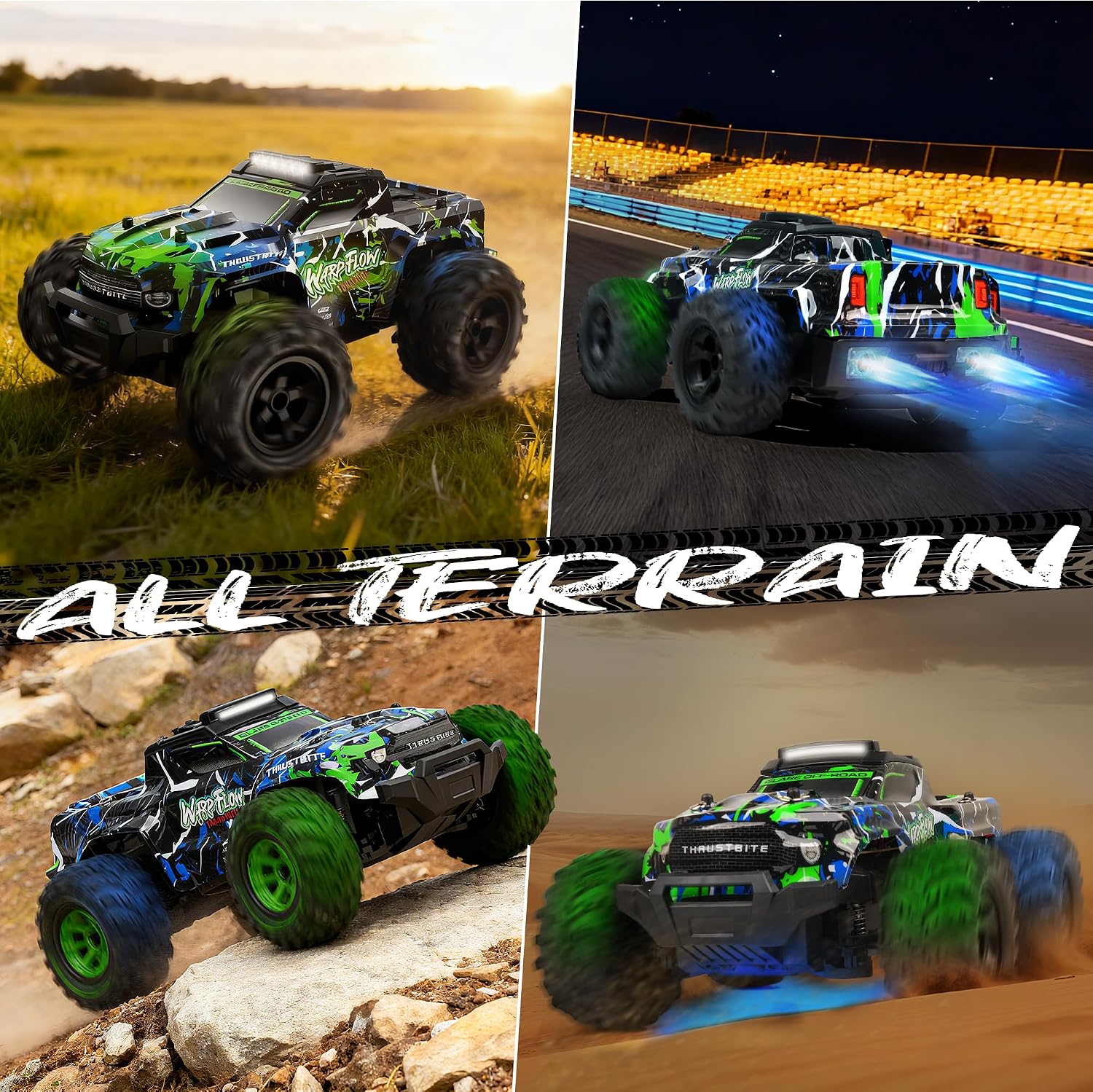 Detalle 2 de BAZADER Voiture Télécommandée Tout Terrain 1:18 – 2 Batteries, LED, Brumisateur et 2,4 GHz