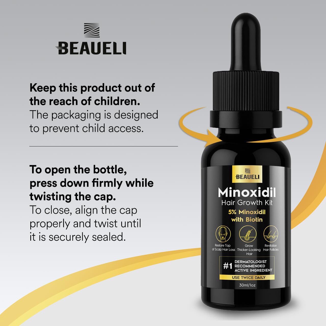 Thumbnail 5 de Beaueli 5% Minoxidil Beard Growth Kit with Biotin, Black