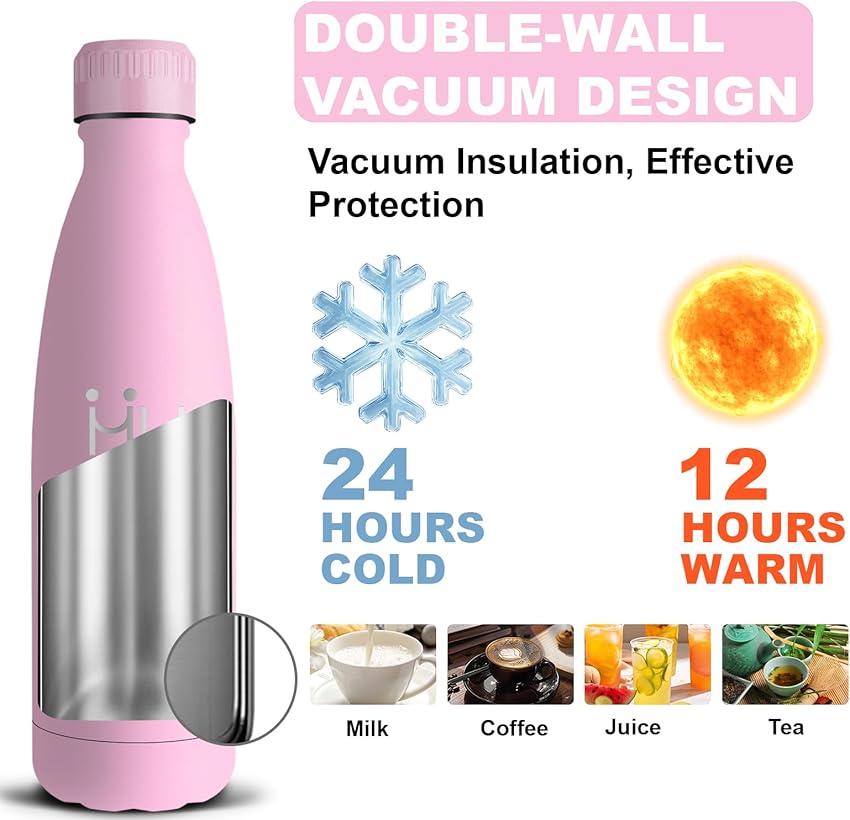 Detalle de Botella Acero Inoxidable 500 ml para escuela y viaje 💧
