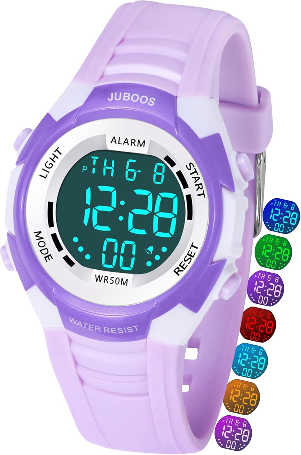 Thumbnail 6 de Juboos Kinder Digitaluhr Jungen Mädchen – 7 Farben LED, 30m wasserdicht, Alarm & Stoppuhr