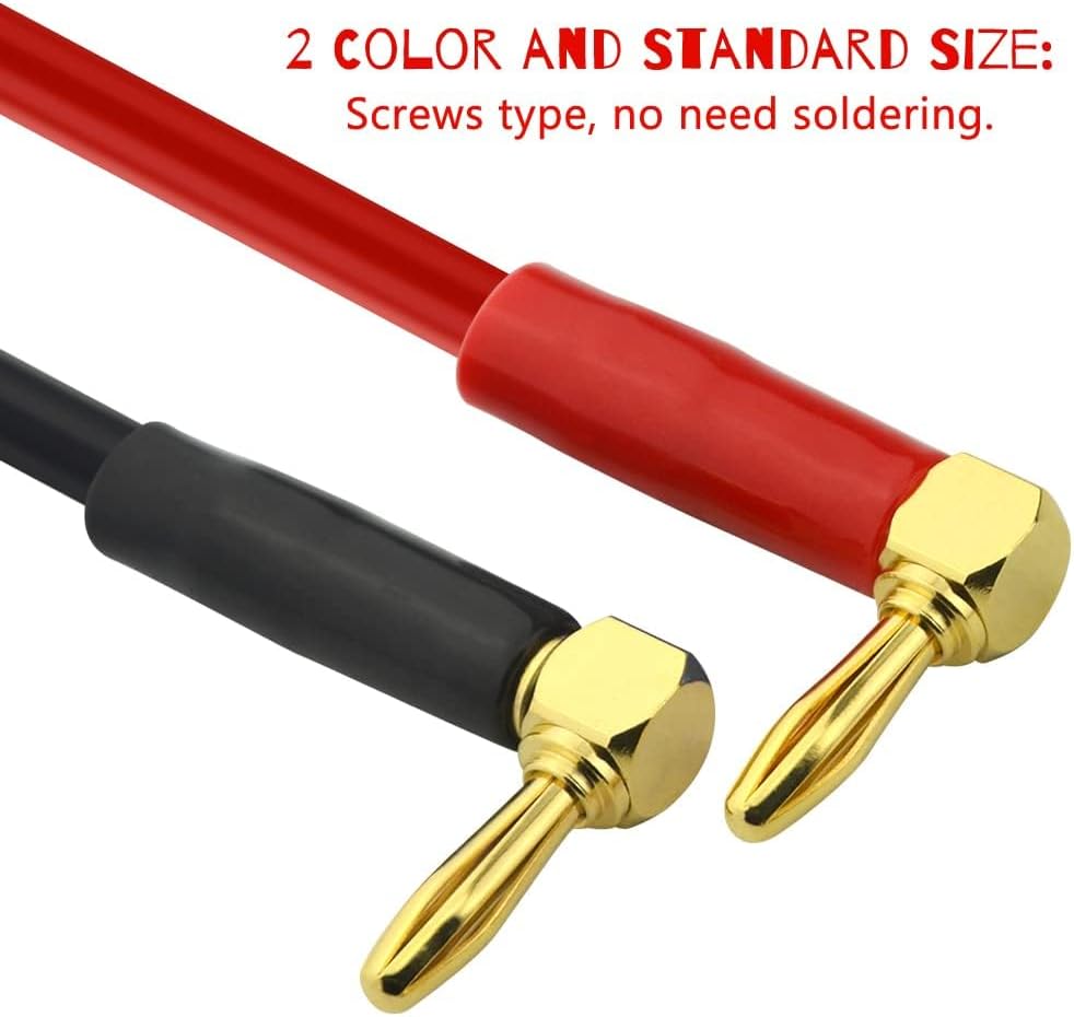 Detalle de Dolaso 6 Black & Red 90 Degree Banana Plugs with 24K Gold Plating – 4.0mm Speaker Connectors