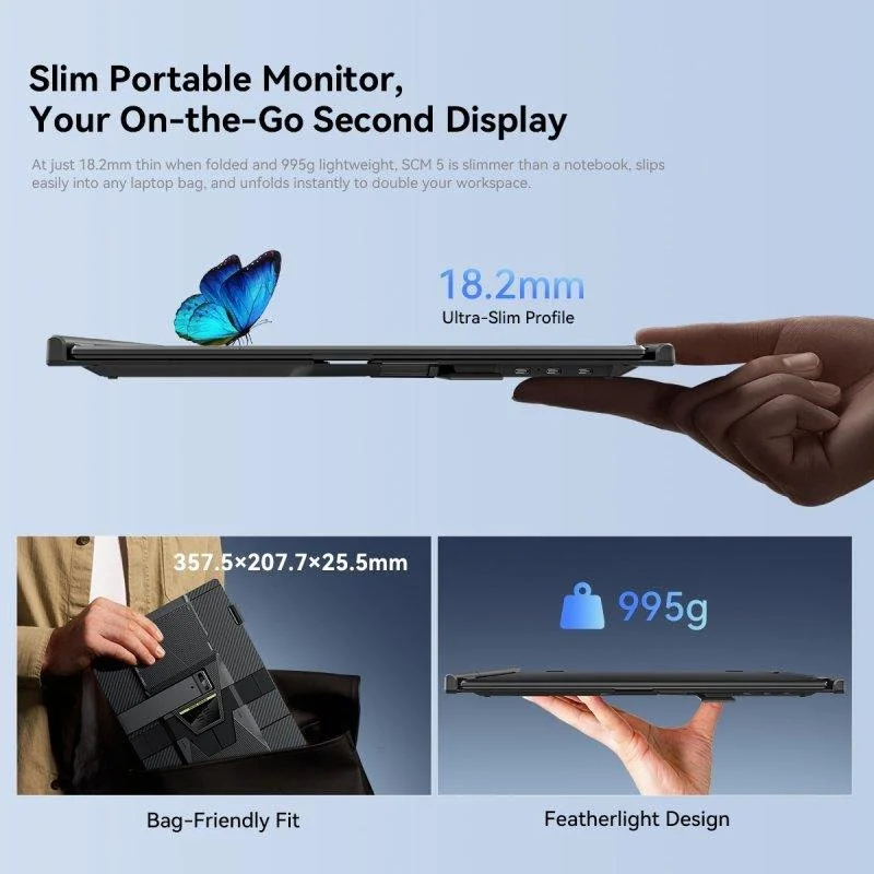 Detalle 2 de Monitor Blackview SCM5 14" FullHD IPS: portátil, plegable y con altavoces integrados