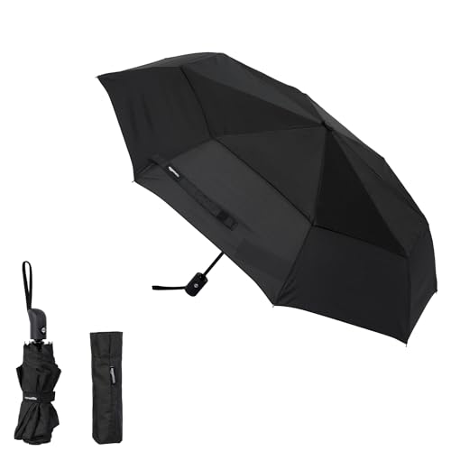 Detalle de Amazon Basics Ombrello da viaggio compatto automatico antivento, 28 cm, nero