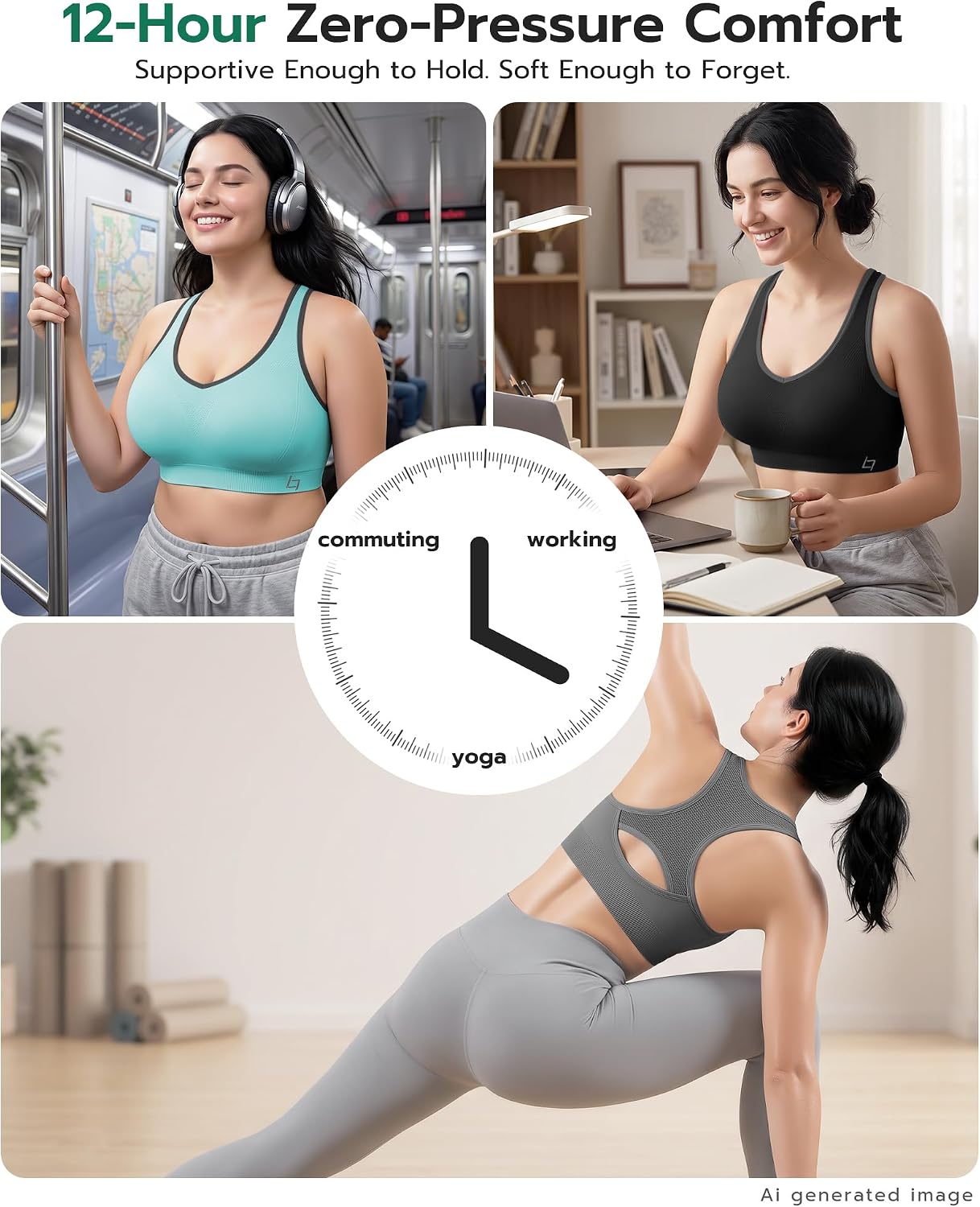 Thumbnail 2 de FITTIN Racerback Sports Bra for Women – Padded, Seamless Support for Yoga, Workout & Plus Size
