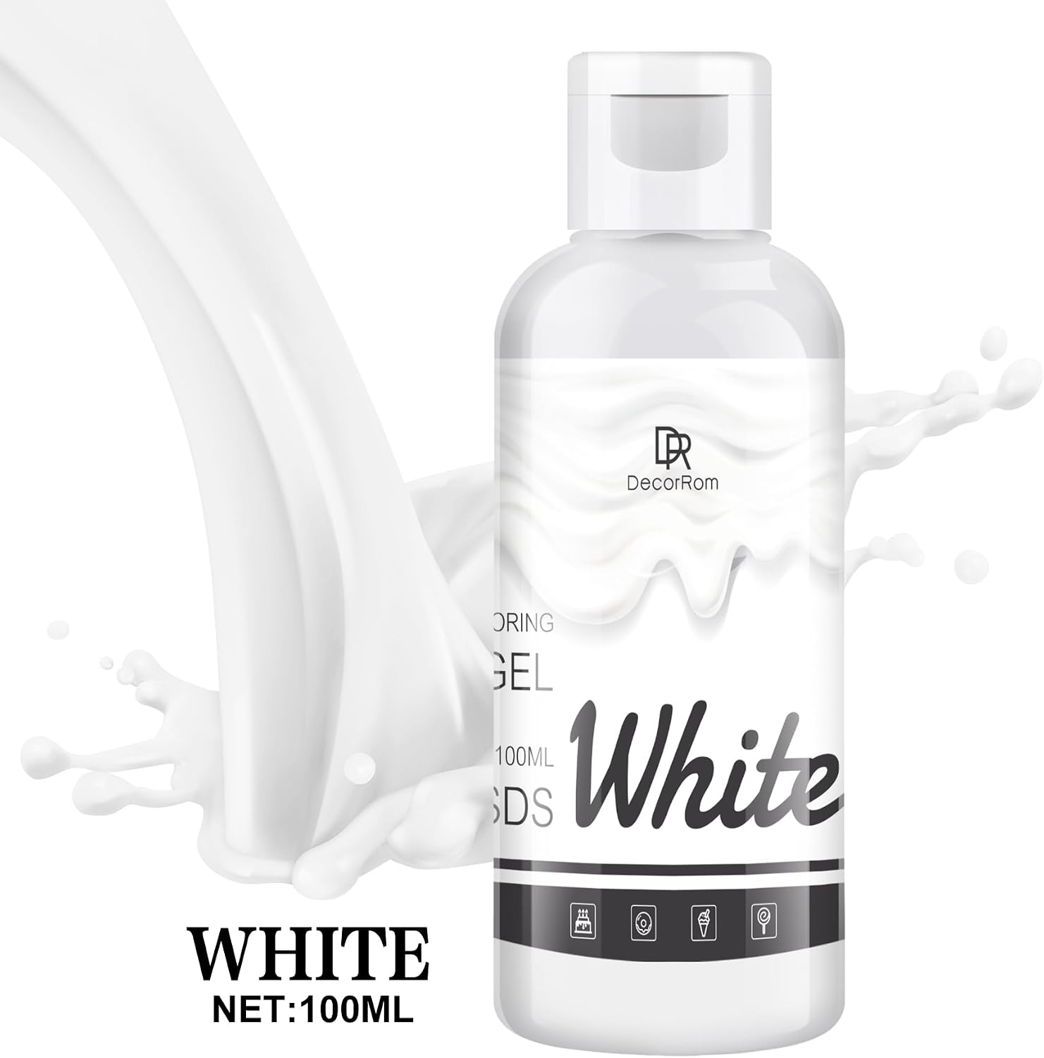 Detalle 2 de DecorRom Gel Food Colouring, 4.5 oz White, Concentrated Edible Dye