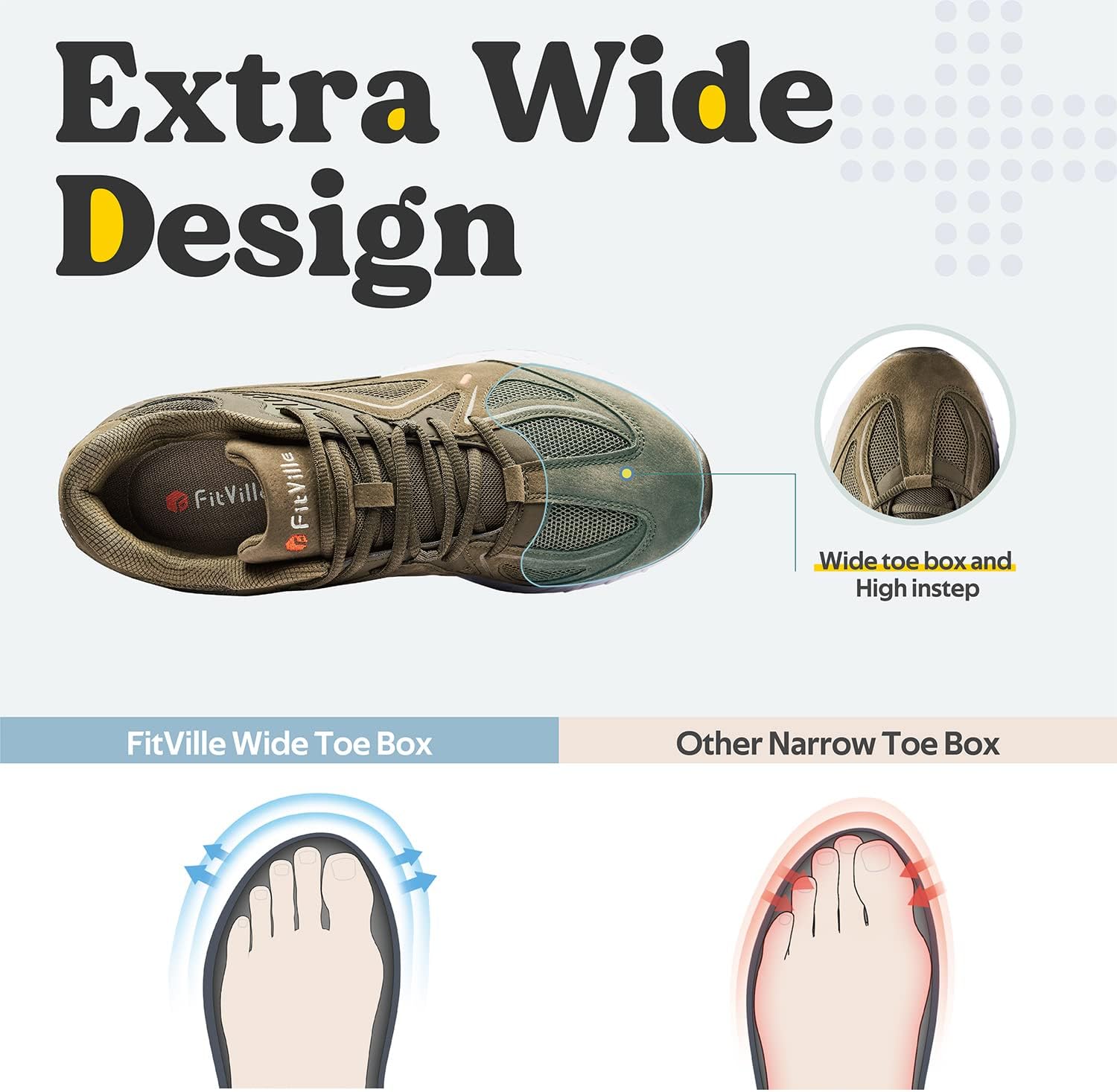 Thumbnail 3 de FitVille Laufschuhe Herren Extra Weite – Breite Zehenbox, PropelCore-Dämpfung, bequeme Sneaker für Breite Füße