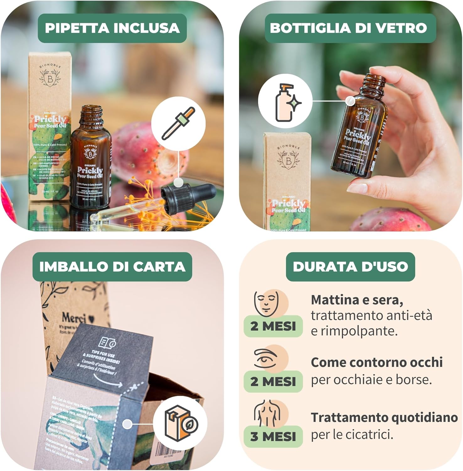 Thumbnail 3 de BIONOBLE Olio di Semi di Fico d’India Bio 100% puro pressato a freddo da 30 ml con pipetta