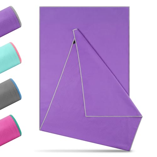 Detalle de Novent Yoga Handtuch rutschfest 185x65cm – Mikrofaser Yogatuch mit Antirutsch-Noppen, lila