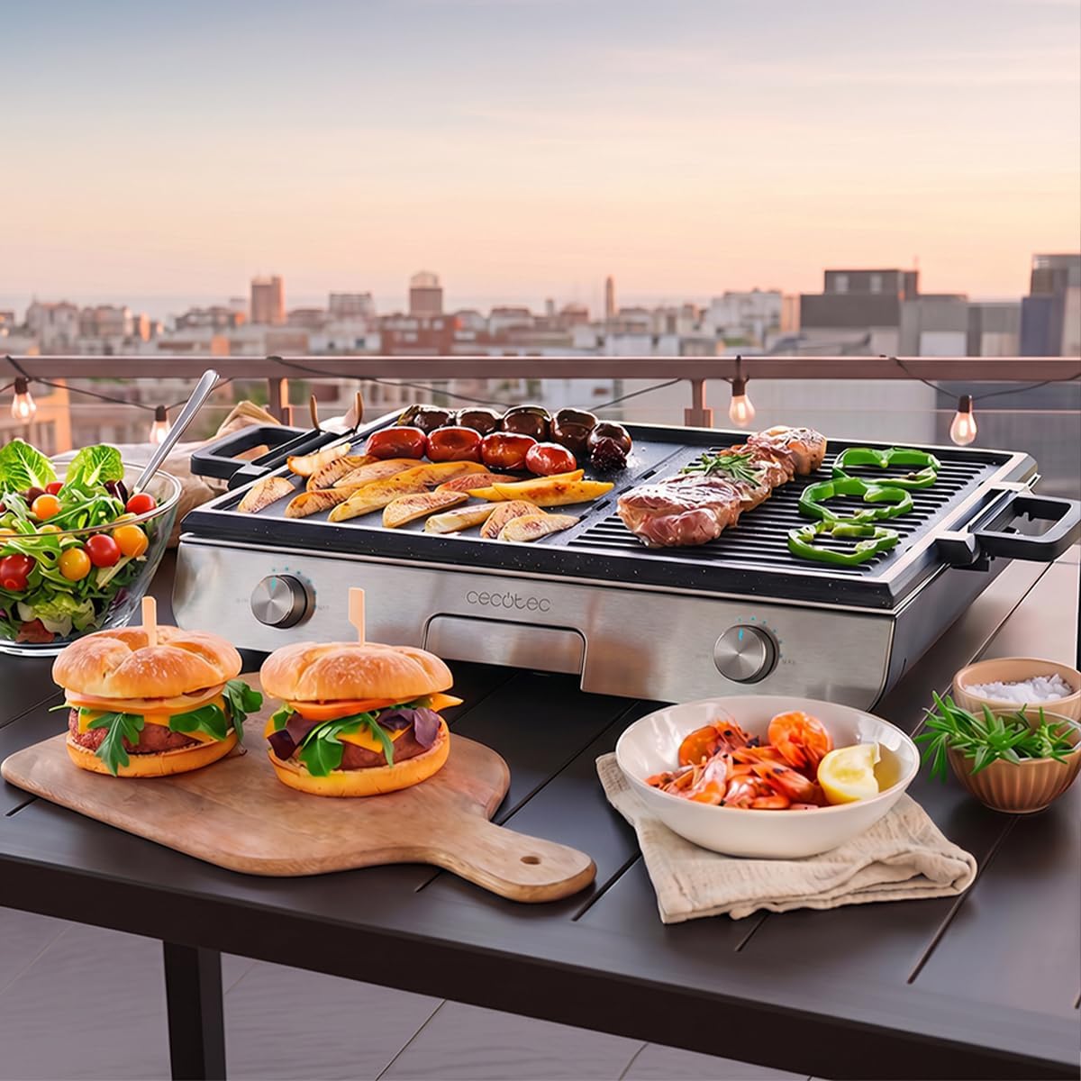 Detalle 2 de Cecotec Barbecue Électrique Perfectroast 3000 Inox Max – cuisson 30 x 50 cm, 2 zones