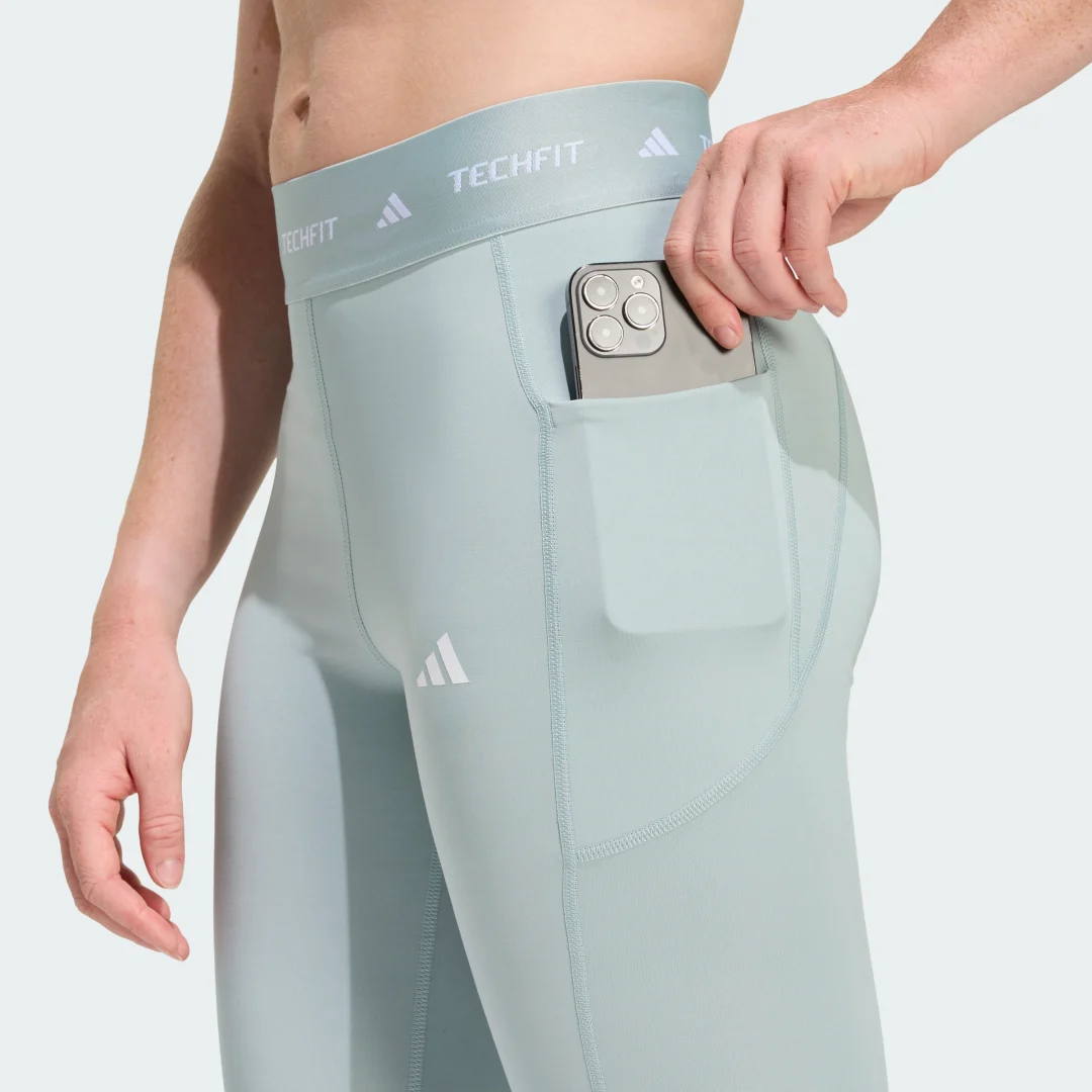 Detalle de Adidas Mallas largas Techfit Stash Pocket Verde