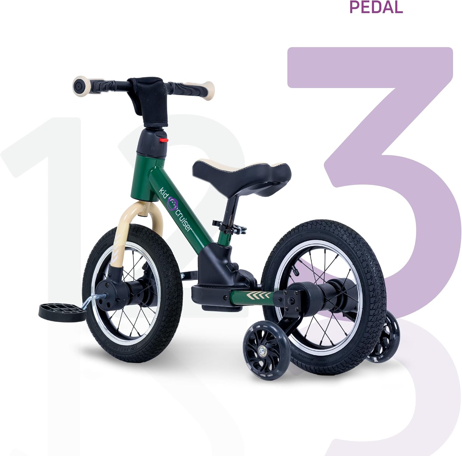 Detalle de Kidcruiser Pedalplay Laufrad ab 2 Jahre – 3‑in‑1 Lernrad mit LED Stützrädern und robustem Modulrahmen