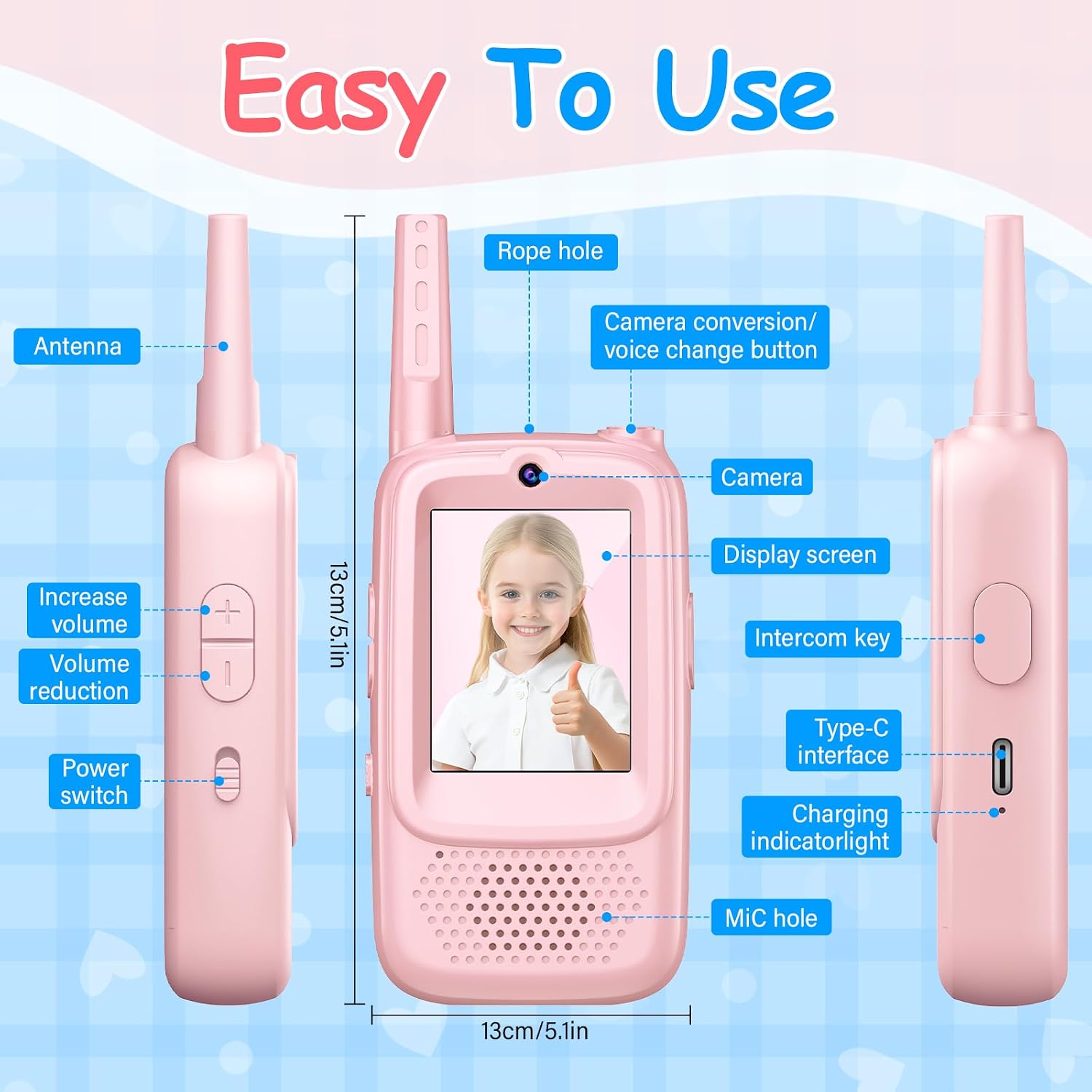 Thumbnail 5 de Video Walkie Talkie Kinder Set 2er 100 m