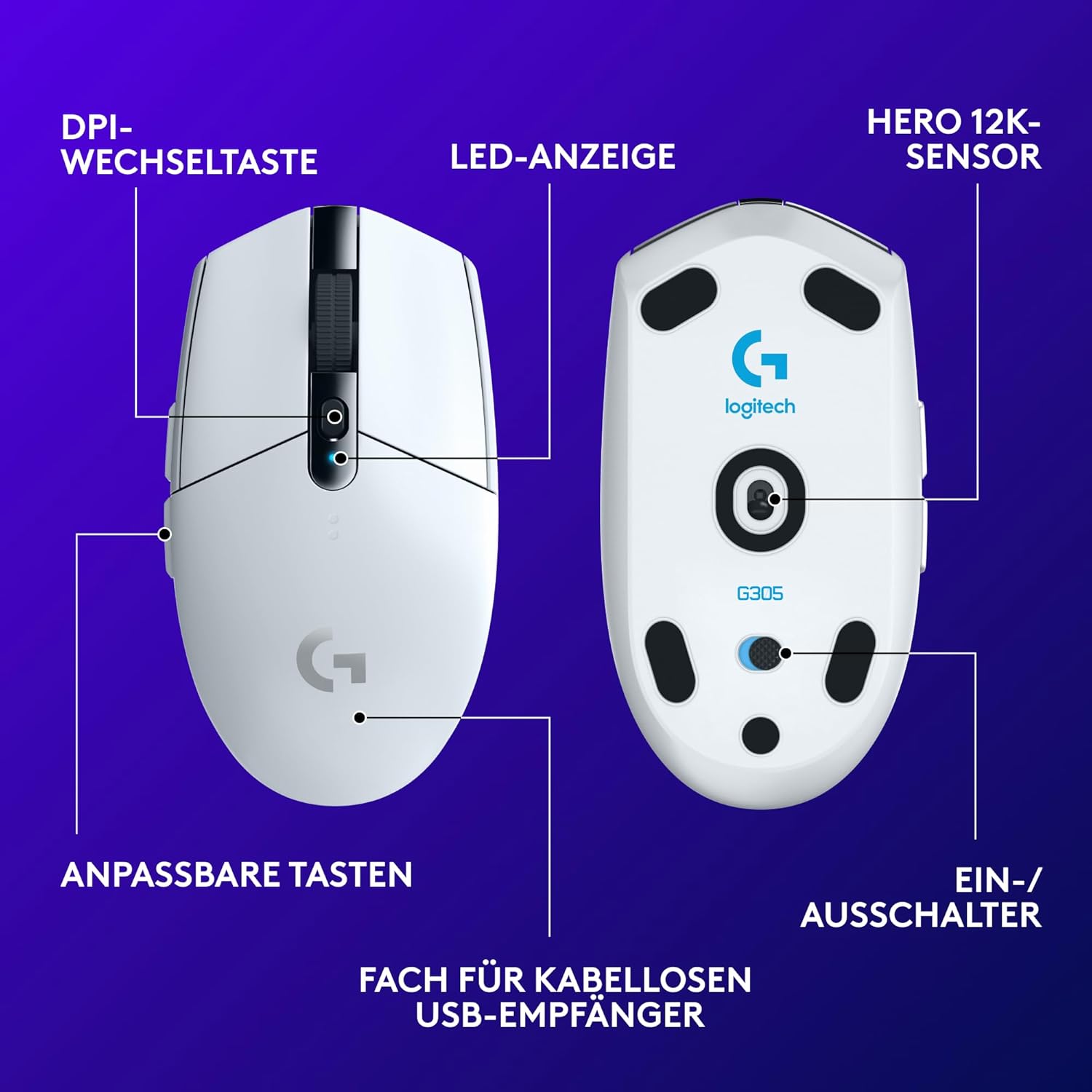 Thumbnail 6 de Logitech G305 kabellose Gaming-Maus 250 Std đź–±