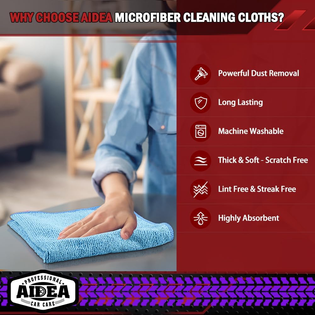Detalle de AIDEA Microfiber Cleaning Cloths, 150-Pack, Blue, 12 x 12 Inches