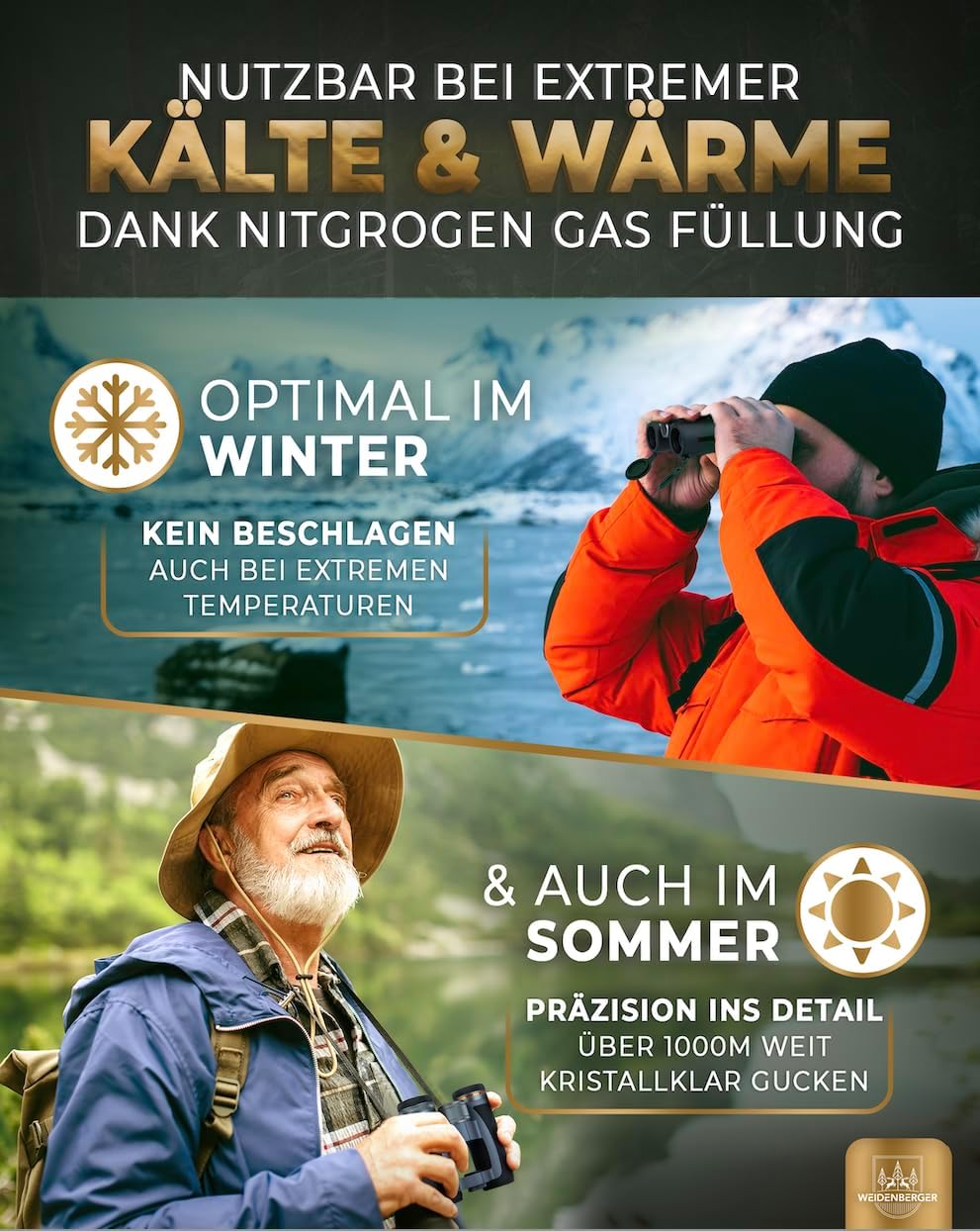Thumbnail 2 de Weidenberger Fernglas 12x32 [TESTSIEGER] – kompakt, wasserdicht IPX7 und nitrogefüllt