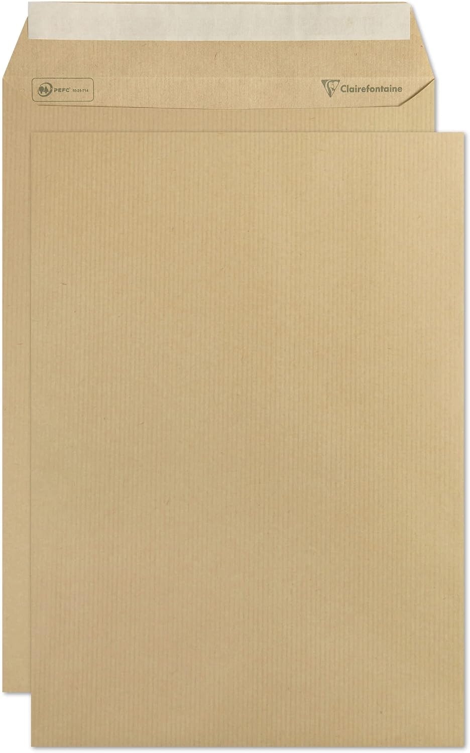 Detalle de Clairefontaine 750C – Boîte de 250 Pochettes Kraft Milleraies Brun C4 (229 x 324 mm) auto-adhésives