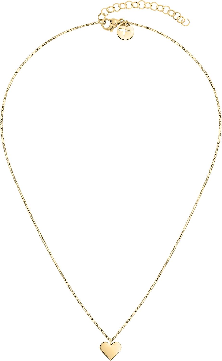 Detalle de Tamaris Damen-Halskette mit Herzanhänger – Edelstahl, IP-Gold poliert, 45 cm (verlängerbar)