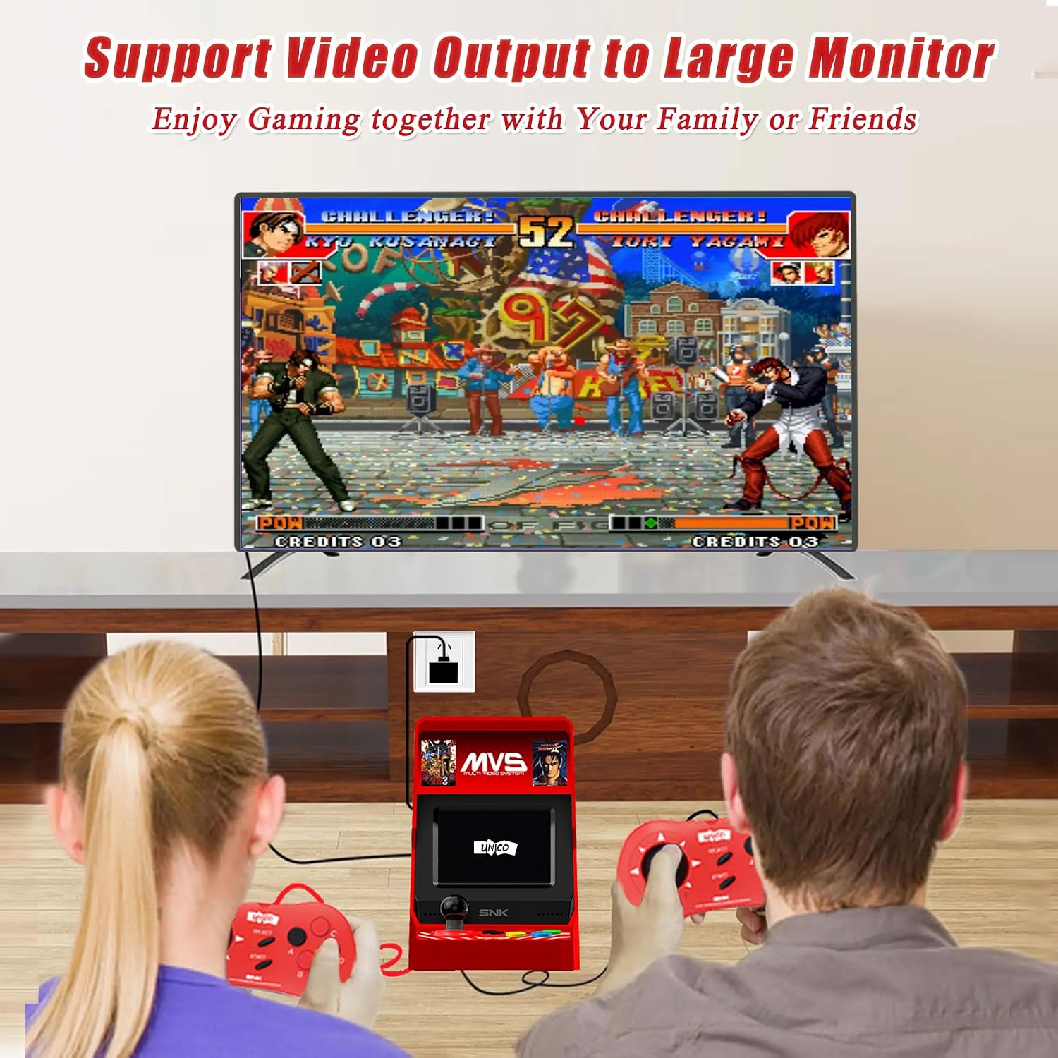 Detalle 2 de UNICO MVS Mini Arcade con set di controller Rossi e 45 giochi SNK Neo Geo (cavo HDMI incluso)