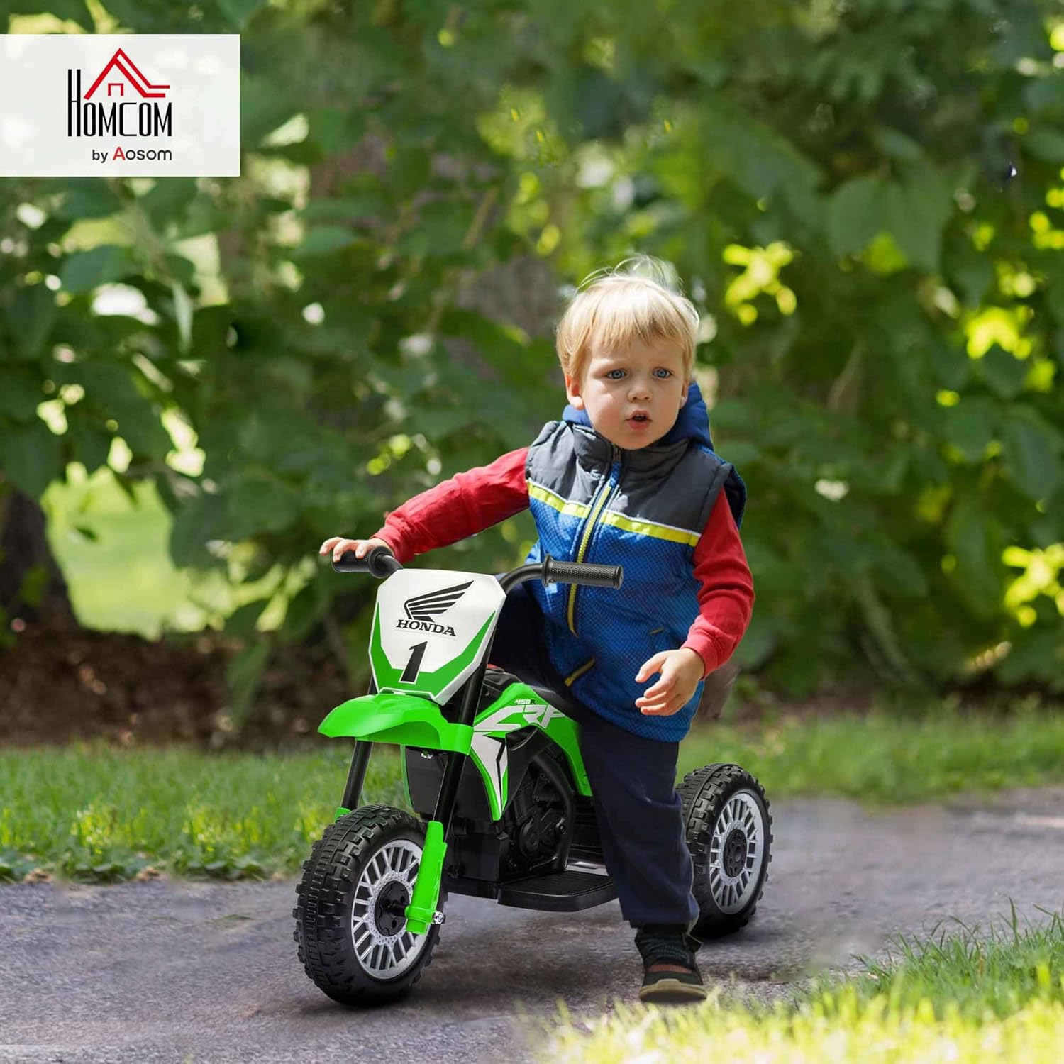 Detalle de HOMCOM Moto Cross électrique pour Enfant – Licenza Honda CRF450RL, 3 roues, 3 km/h, 6V