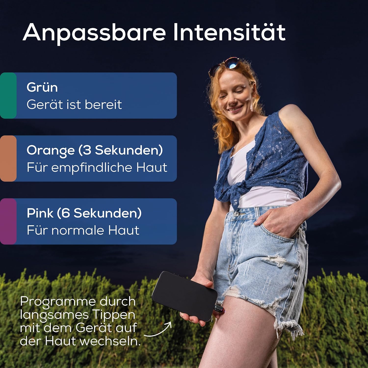 Detalle de Beurer BiteX Go Deep Black – Insektenstichheiler am Smartphone, USB‑C, Licht und zwei Programme