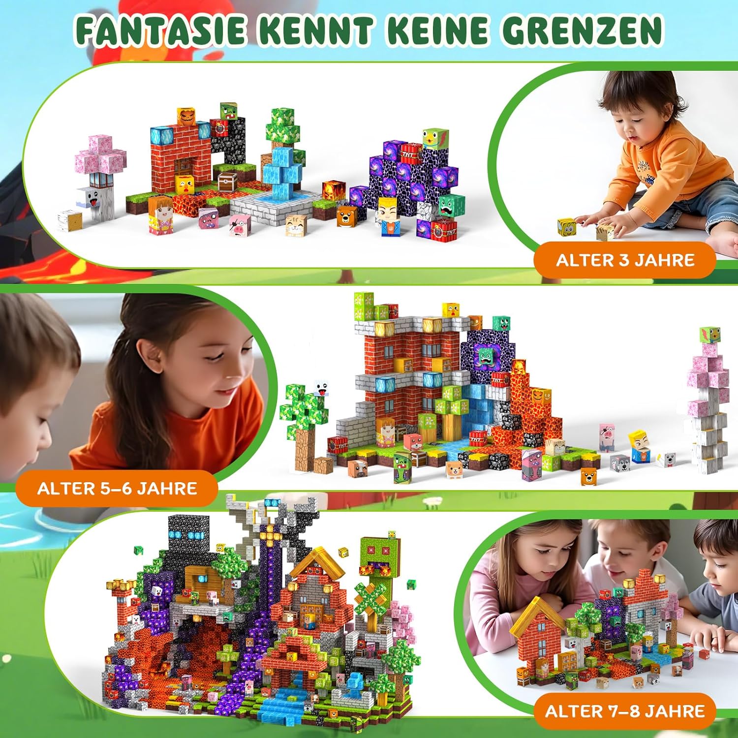 Detalle de Magnetische Bausteine 330 PCS – 2 cm Magnetbausteine für Kinder ab 3 Jahre