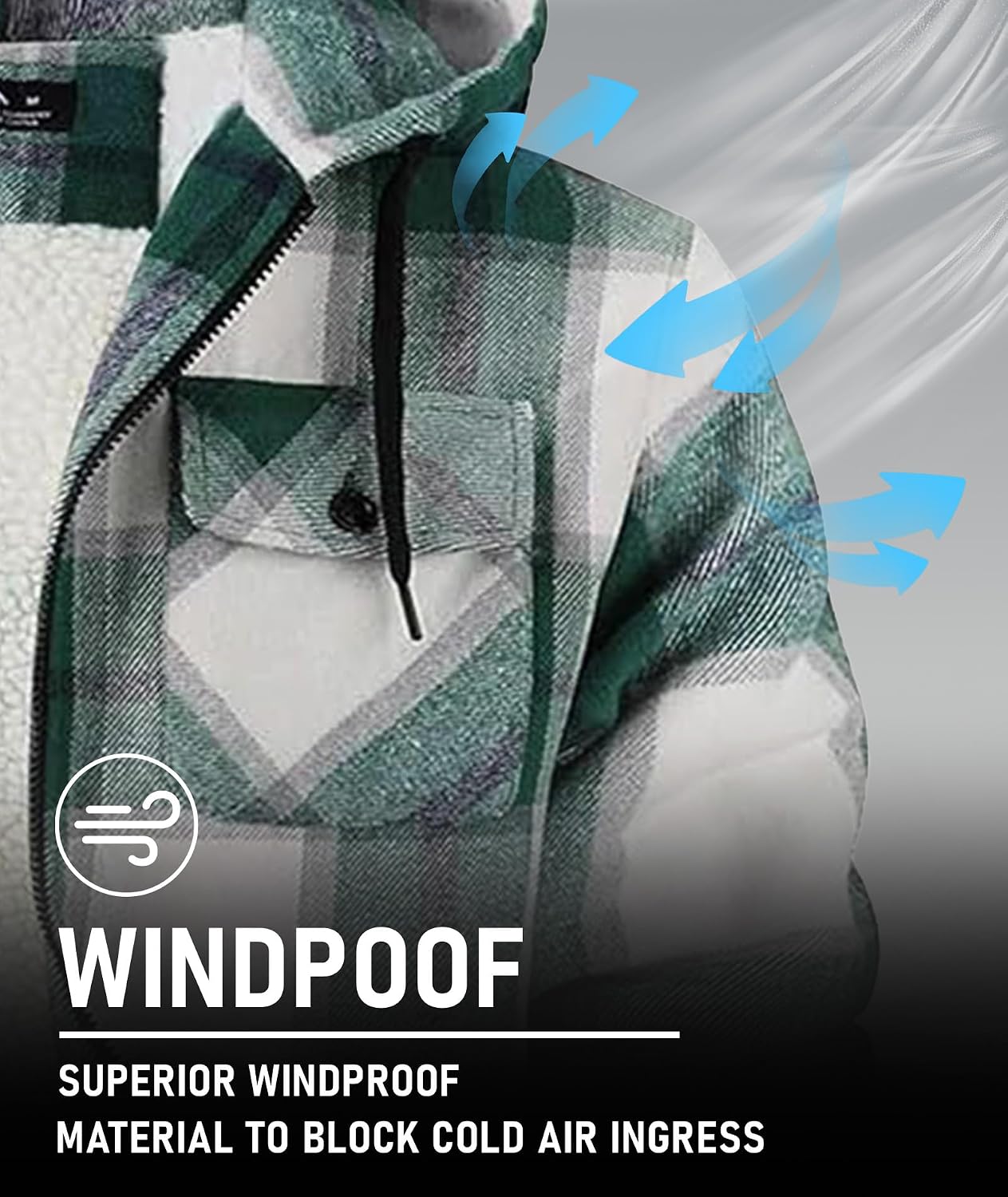 Detalle 2 de GEEK LIGHTING Men's Flannel Jacket Sherpa Lining