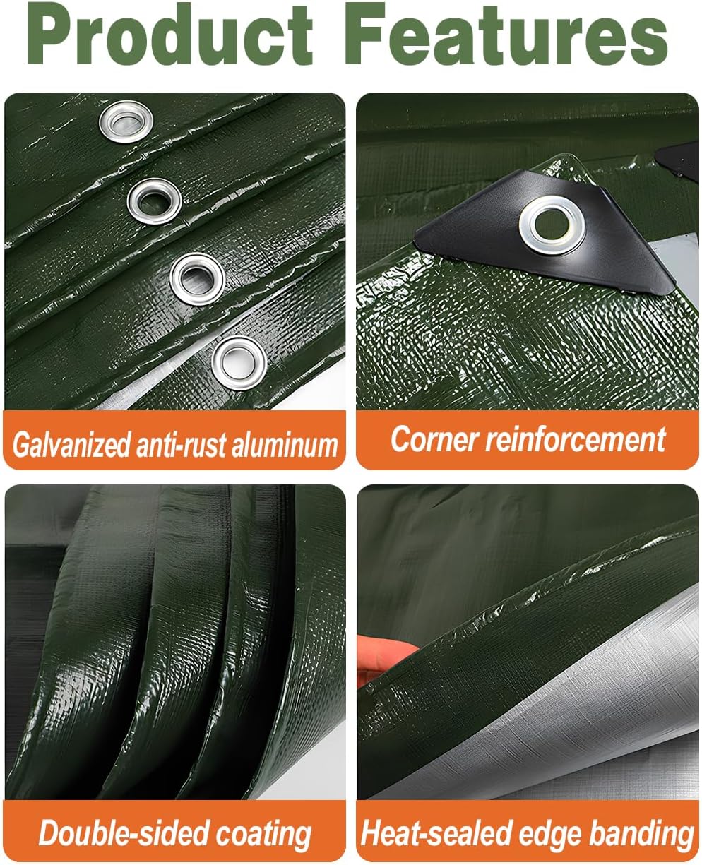 Thumbnail 2 de Wohohoho 125GSM Waterproof Heavy Duty Tarpaulin 2m x 2m (Green)