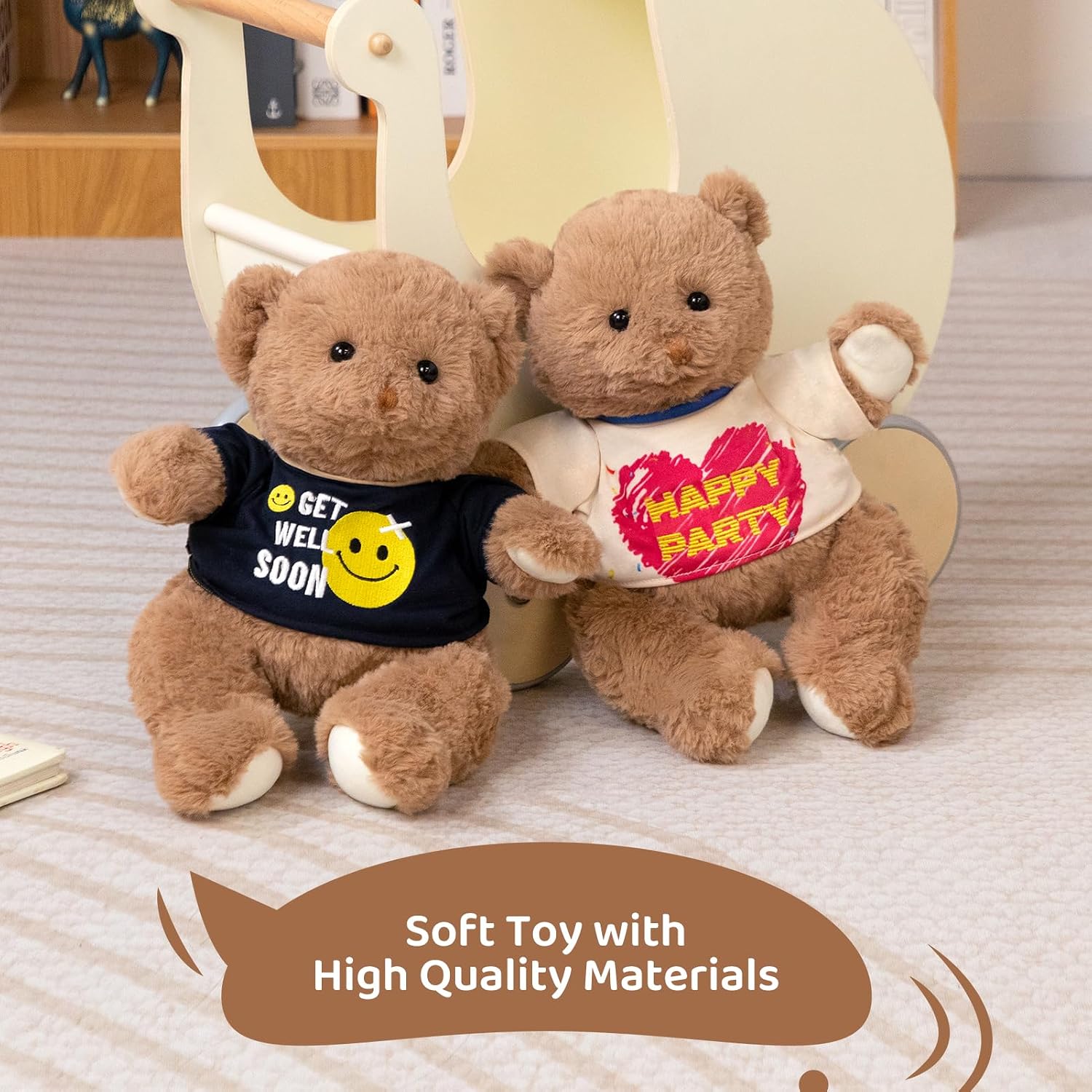 Detalle de BEJOY Teddybär – süßes, weiches Plüschtier mit 'Gute Besserung' T-Shirt, 35 cm