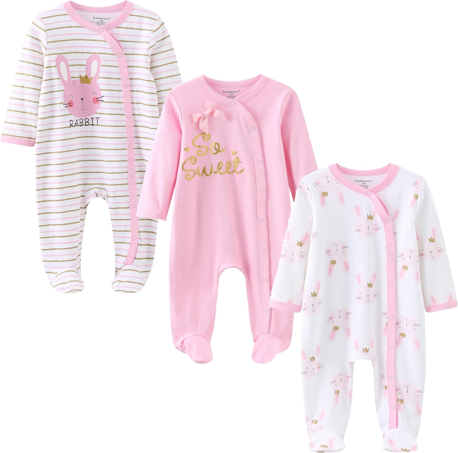 Ecojoy Baby Sleepsuit 3-Pack Cotton