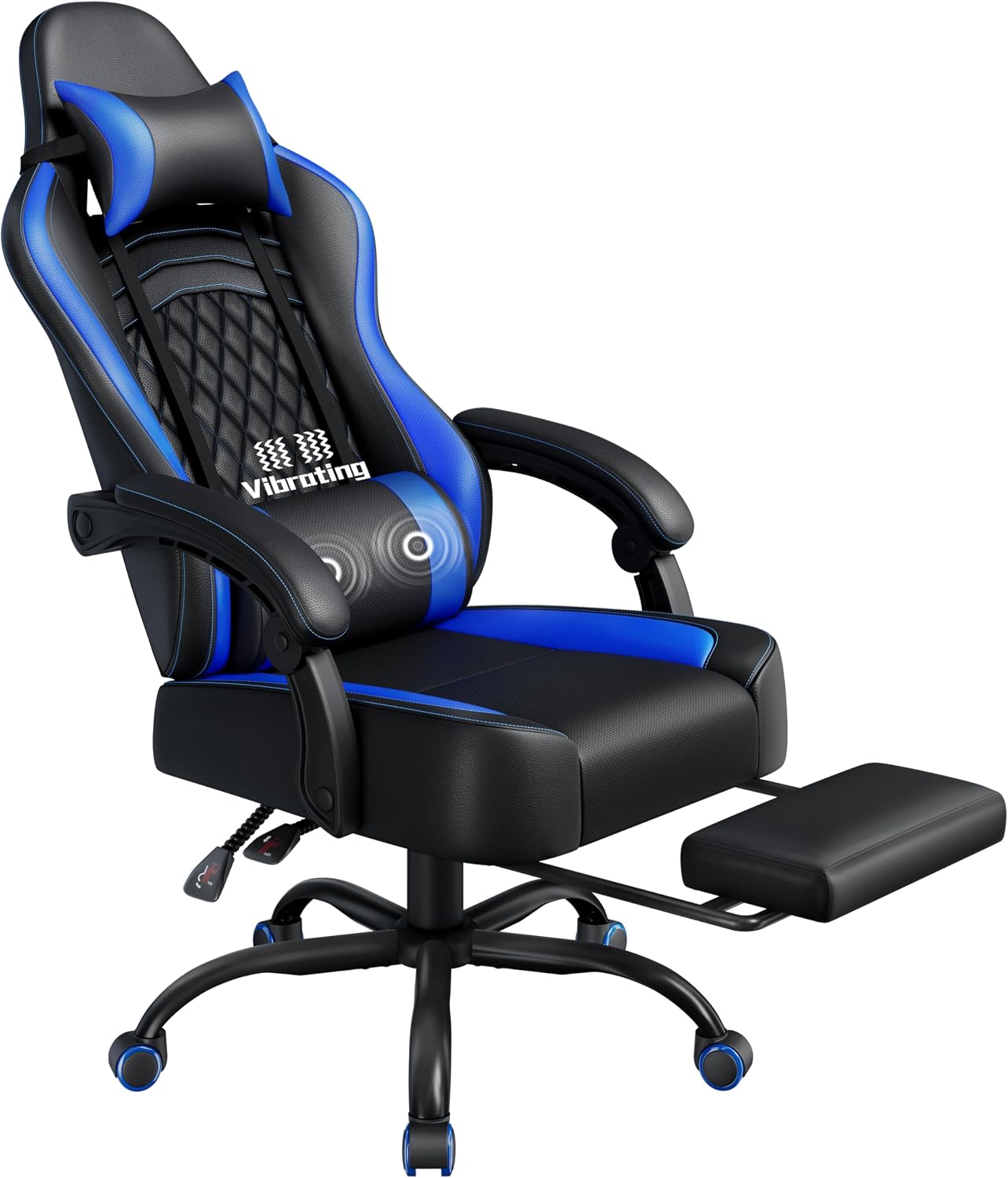 Yaheetech Sedia Gaming Ergonomica con Supporto Massaggio Lombare e Poggiapiedi Estraibile