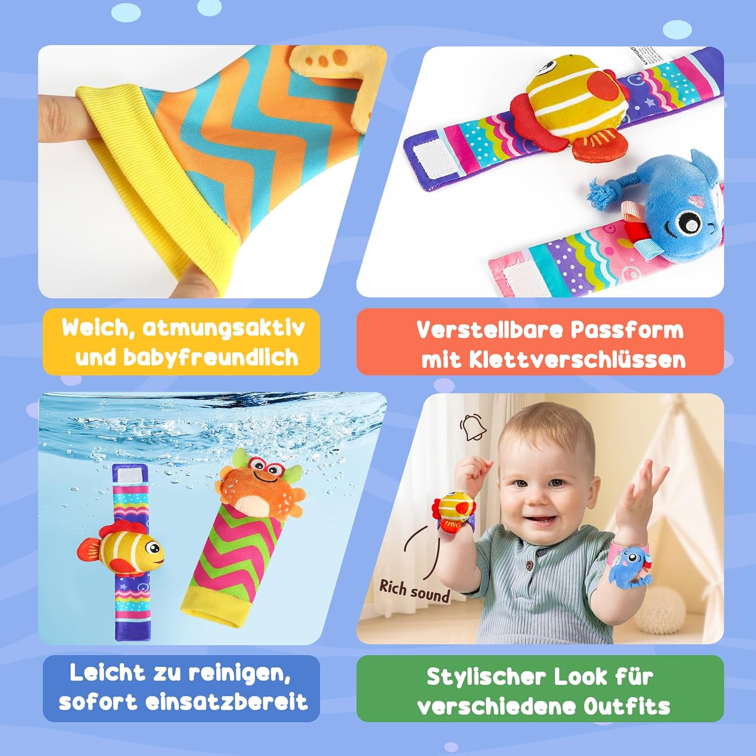 Thumbnail 3 de URMYWO 4Pcs Rassel Baby Socken